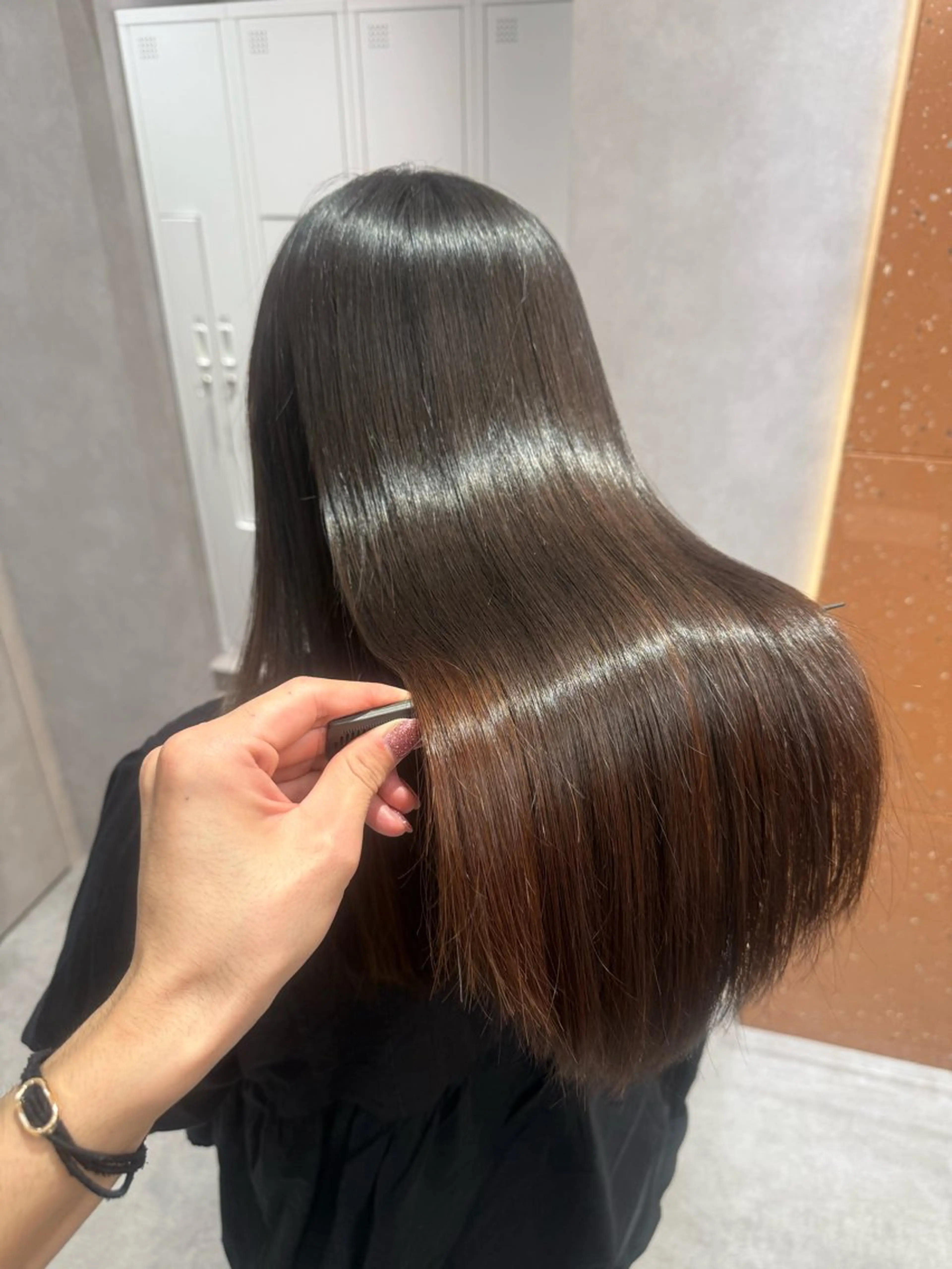 ロング パーマ ヘアアレンジ 伸ばしかけ 髪質改善 縮毛矯正 トリートメント 縮毛矯正 トリートメント 縮毛矯正/髪質改善/ ブリーチ毛/木元渓太のヘアスタイル