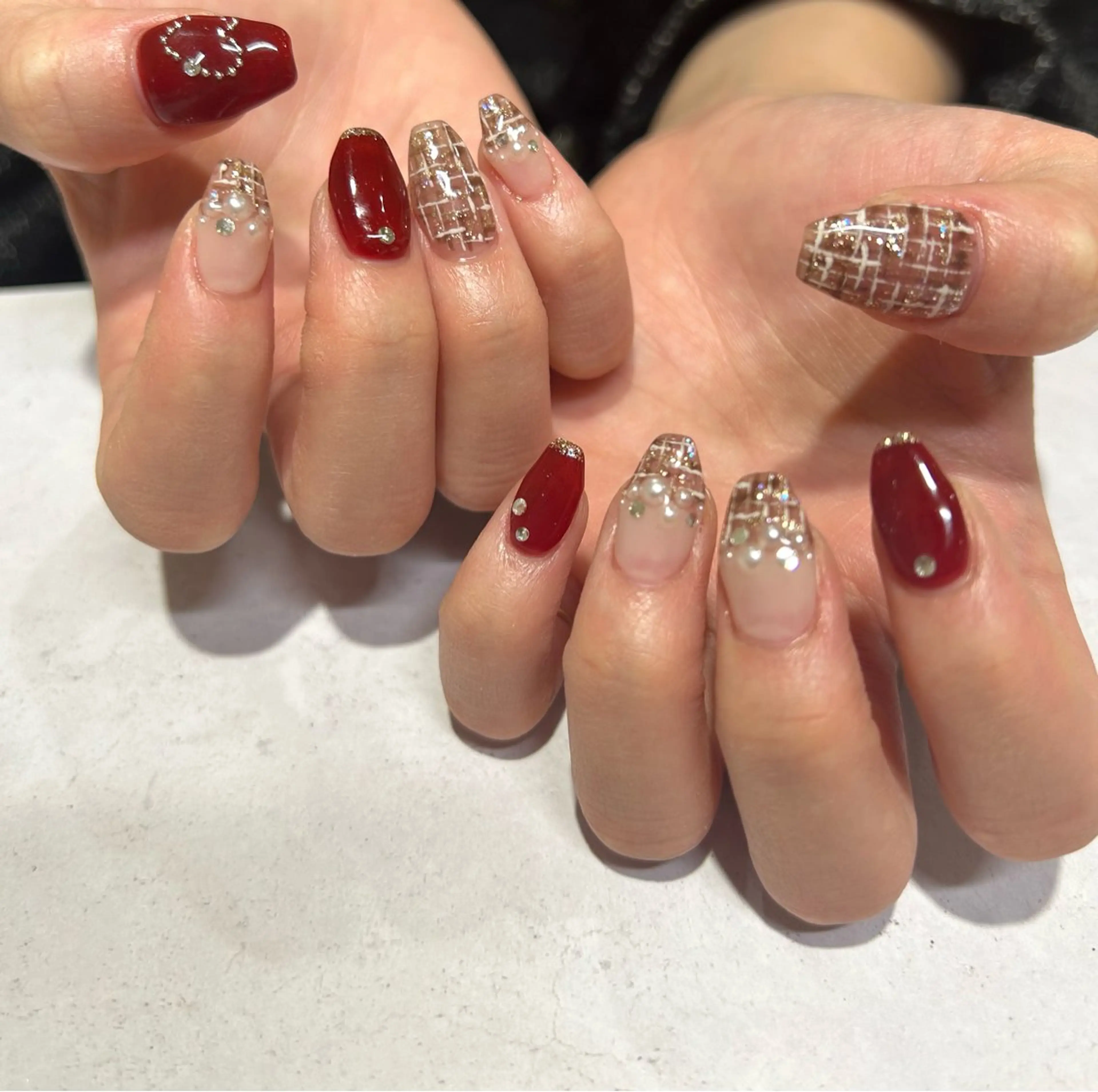 ネイル ボルドー ハンドネイル 福田 麻耶のネイルデザイン