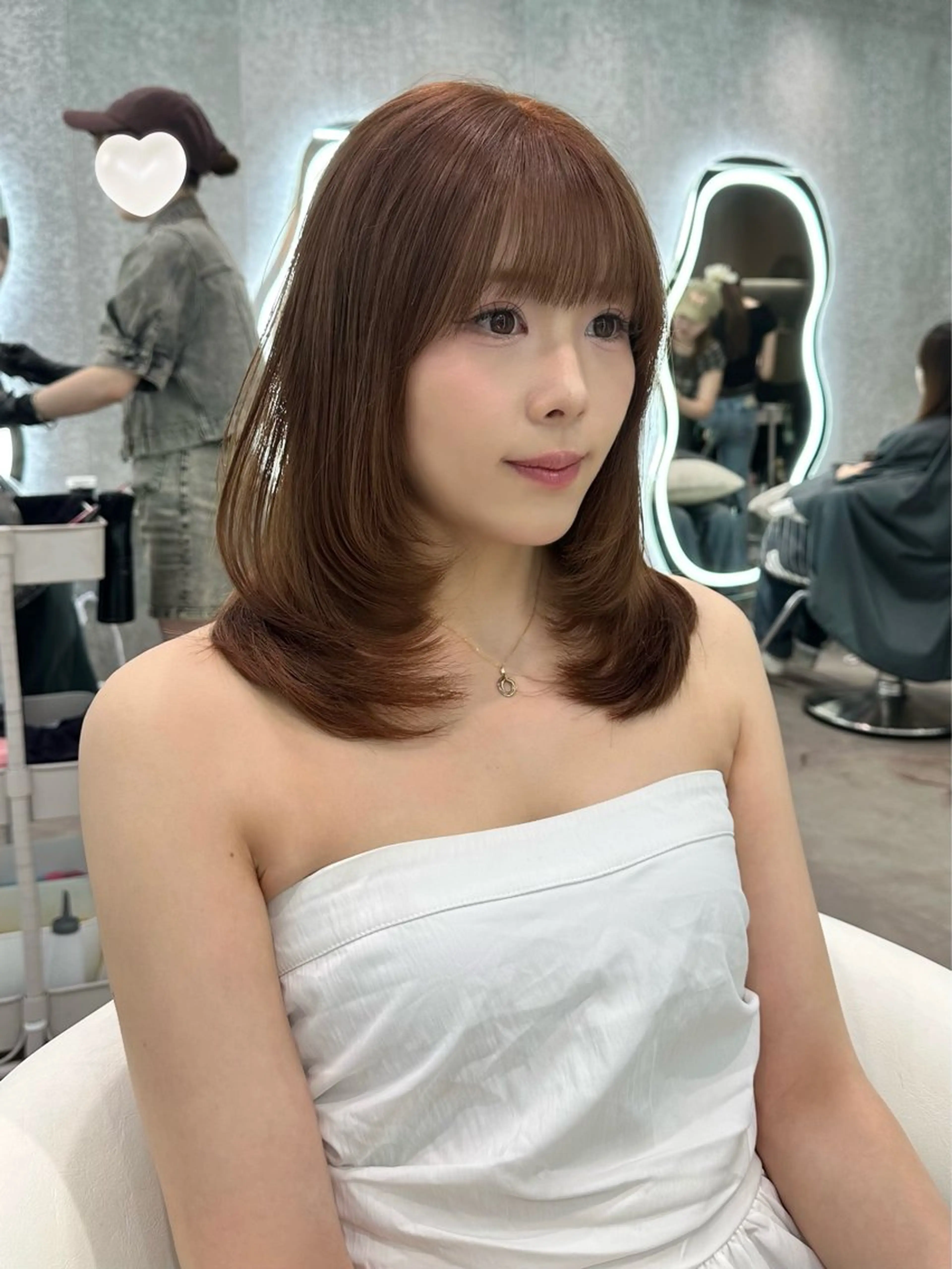 ミディアム カット ヘアカラー トリートメント ブリーチなしW🎀 髪質改善／はのんのヘアスタイル