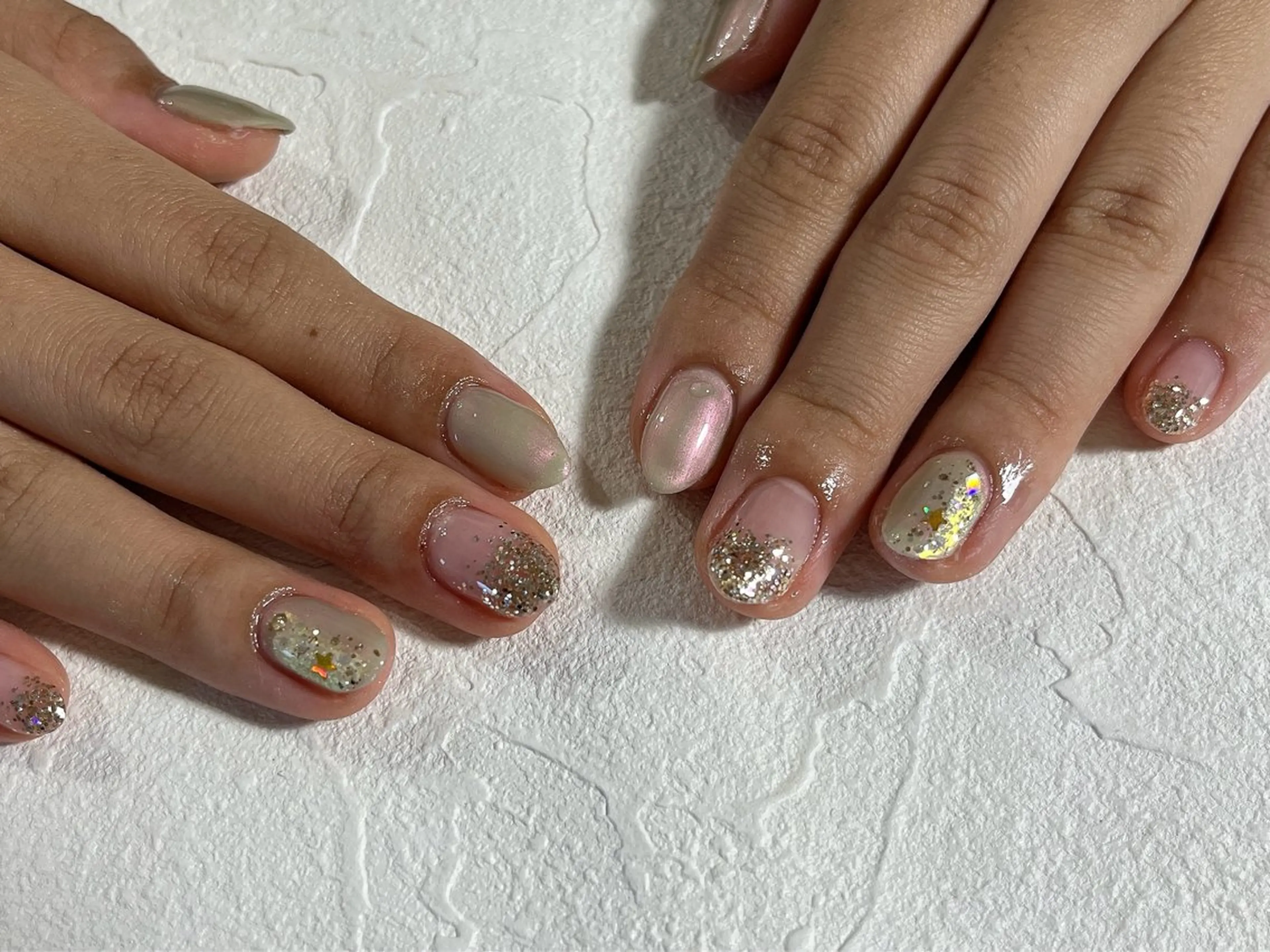 ネイル オーロラネイル フットネイル フレンチネイル ジェルネイル 韓国ネイル ハンドネイル kiki nail たまプラーザのネイルデザイン