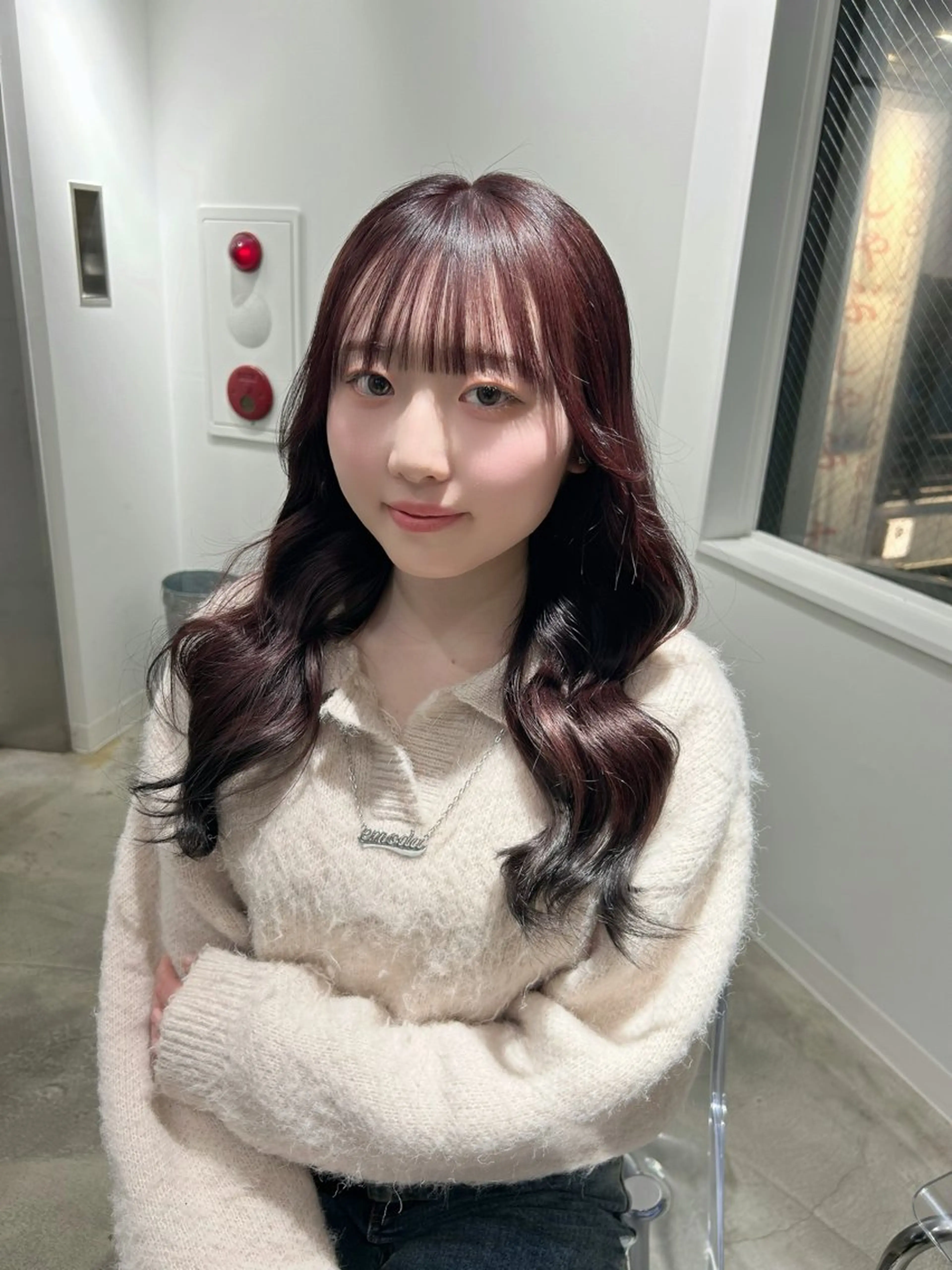 ロング カラー ブリーチ 透明感カラー レッドカラー 新宿ハイトーン/ カットモデル/のりかのヘアスタイル