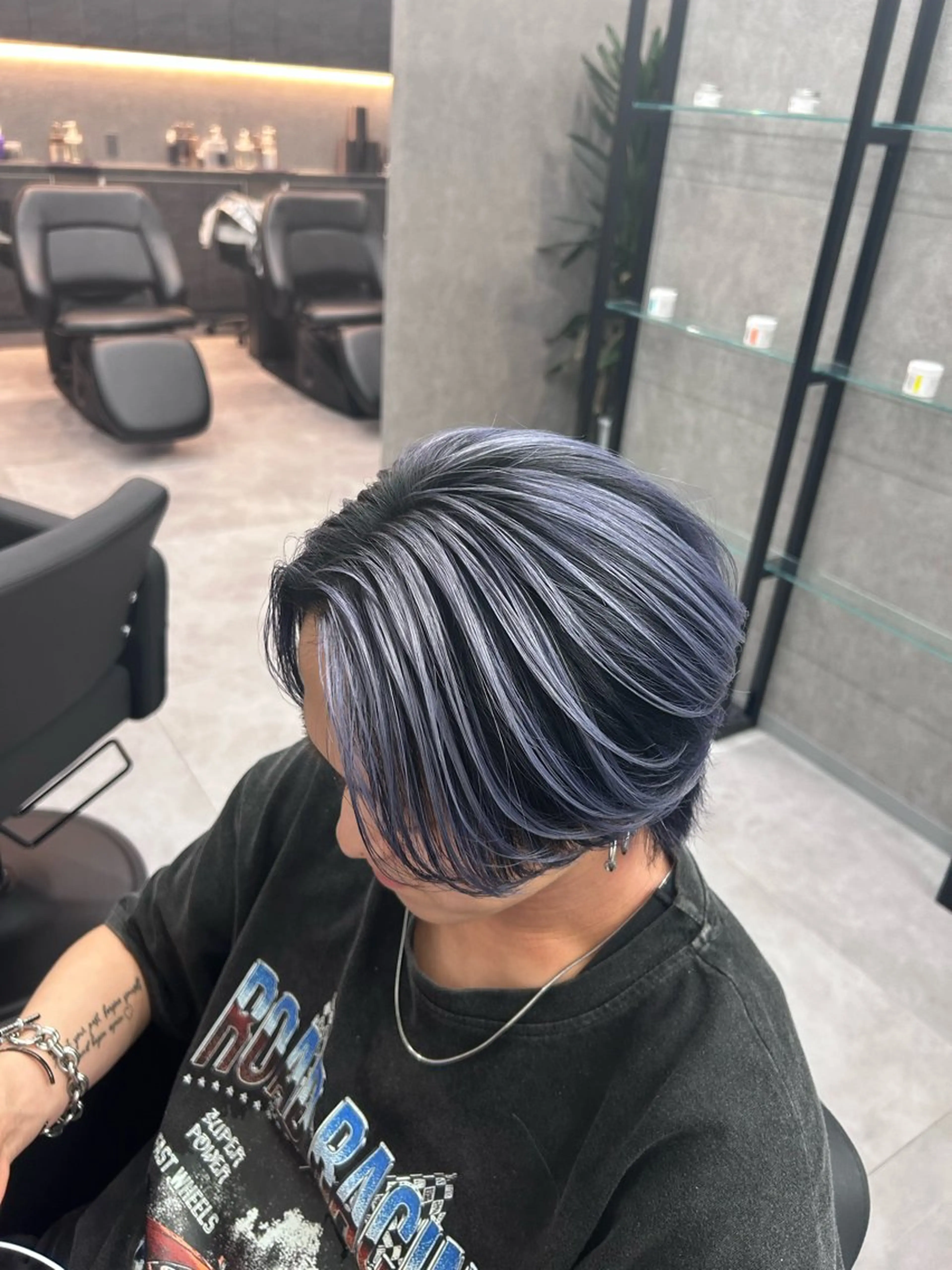 ミディアム カラー パーマ メンズ メンズバレイヤージュ バレイヤージュ レイヤーカット カット ヘアカラー メンズ特化 👑YUTAのヘアスタイル