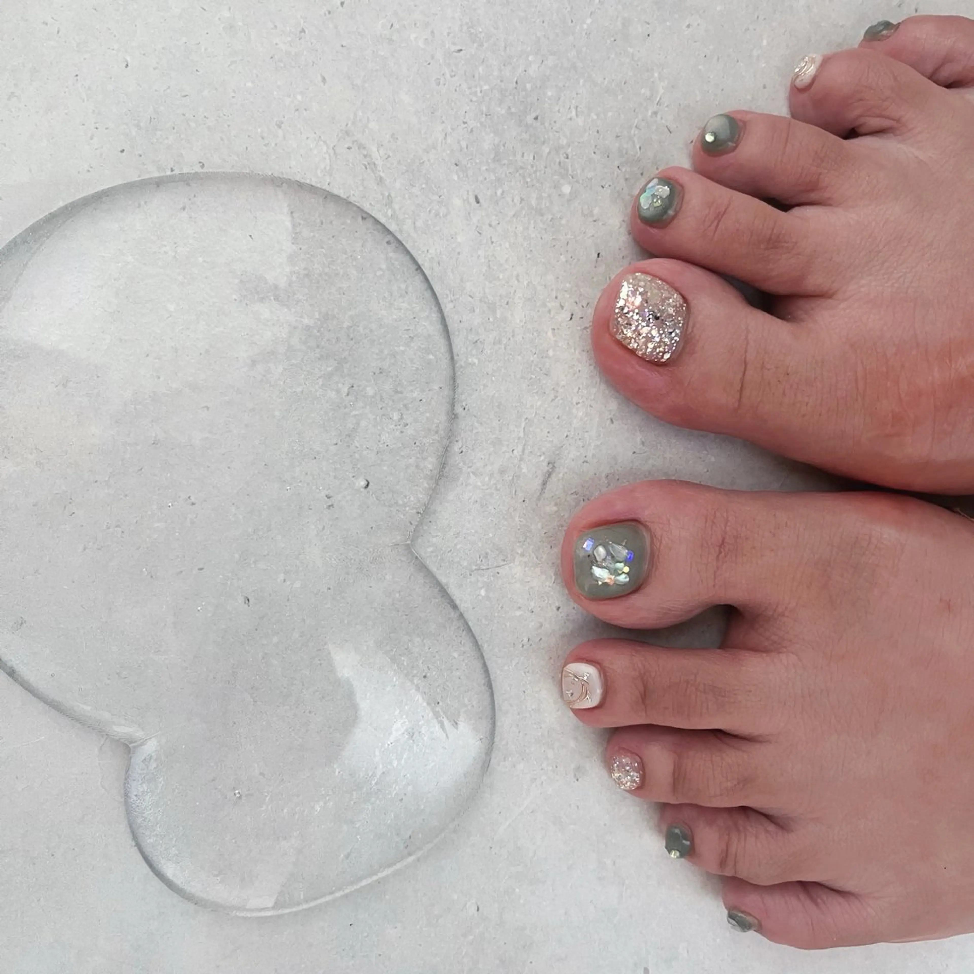 ネイル グリーン 氷ネイル・うるうるネイル K Aのネイルデザイン