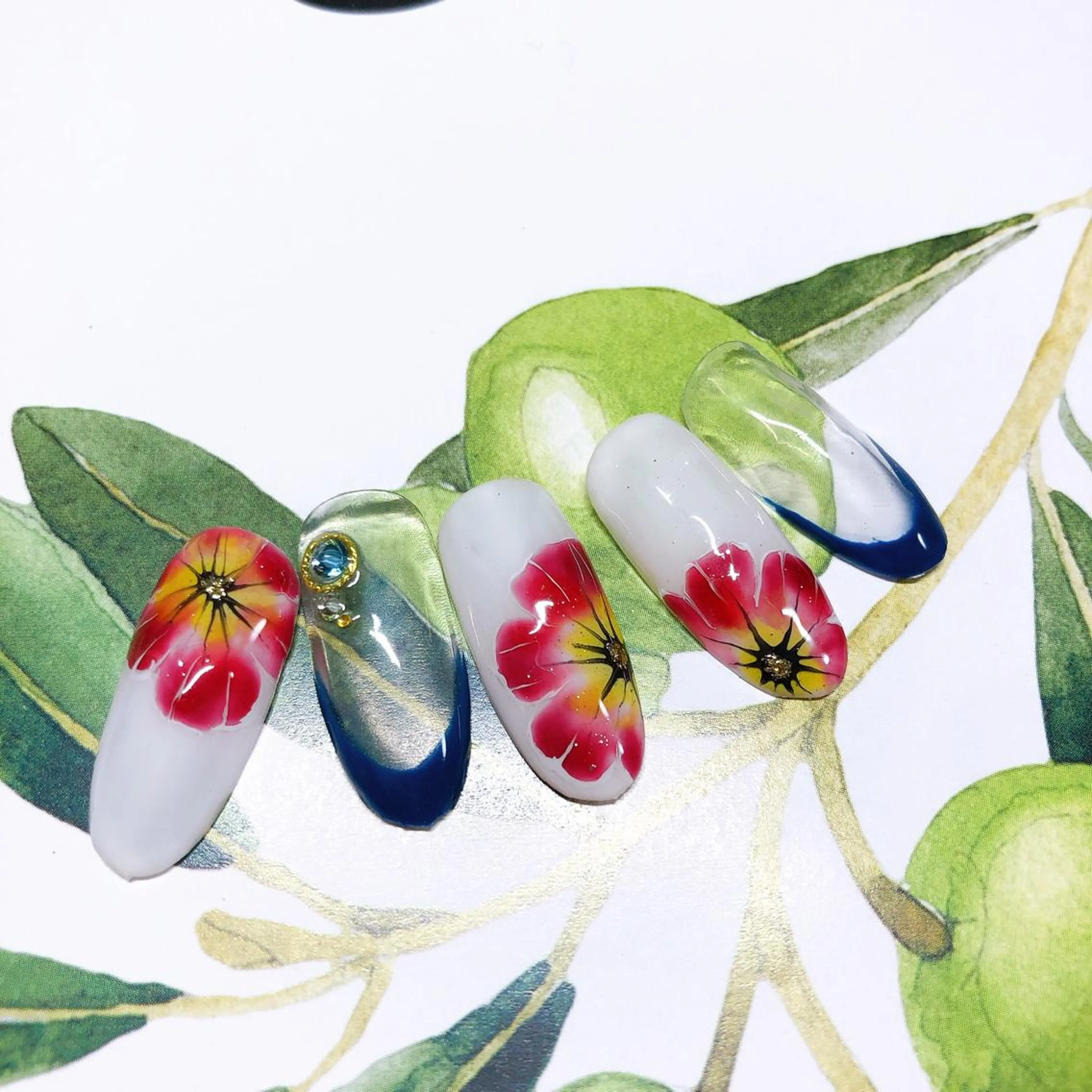 ネイル フラワーネイル グラデーション 奥園 良恵のネイルデザイン