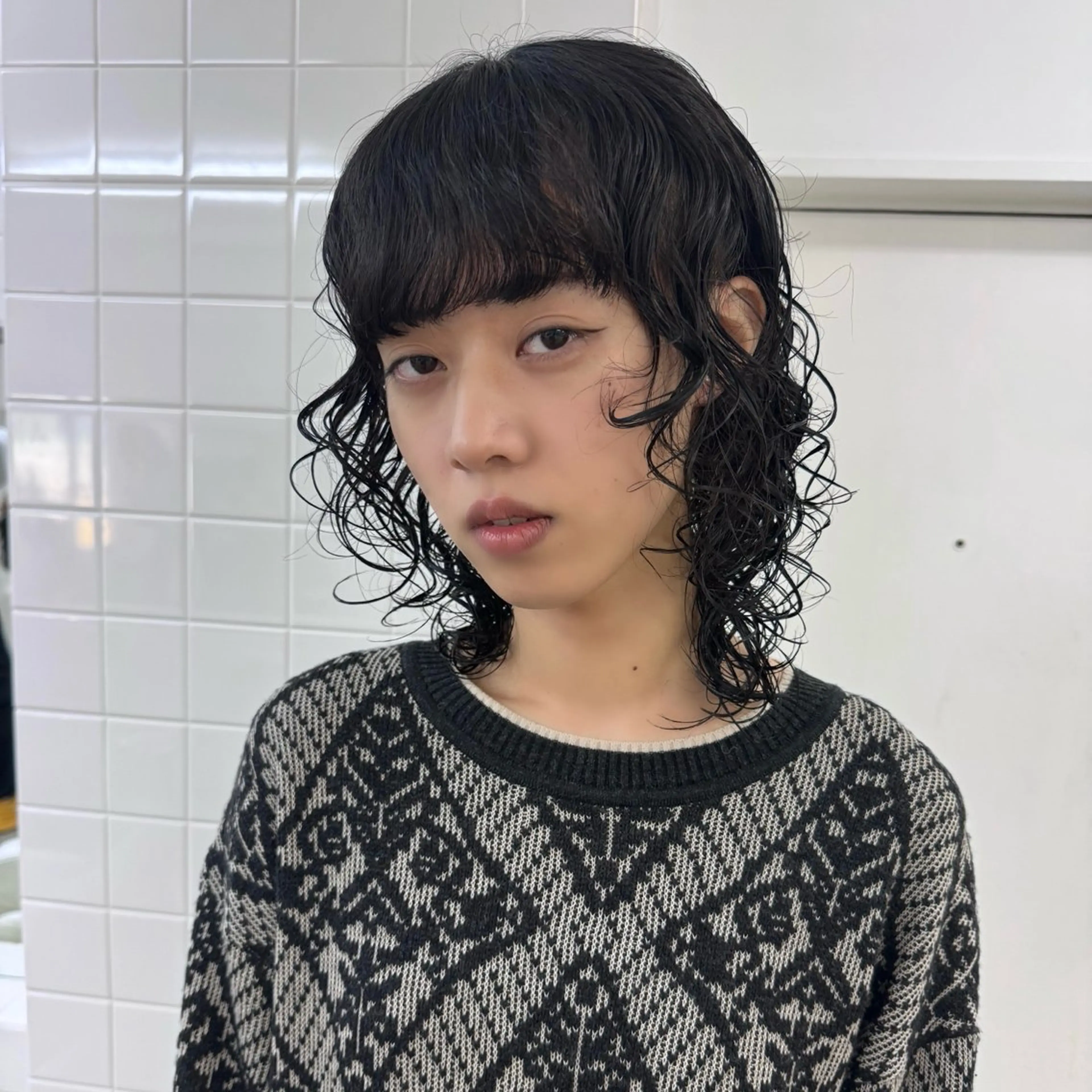 セミロング カラー パーマ カット パーマ こはる／ハードパーマ /癖毛風パーマ🧃のヘアスタイル