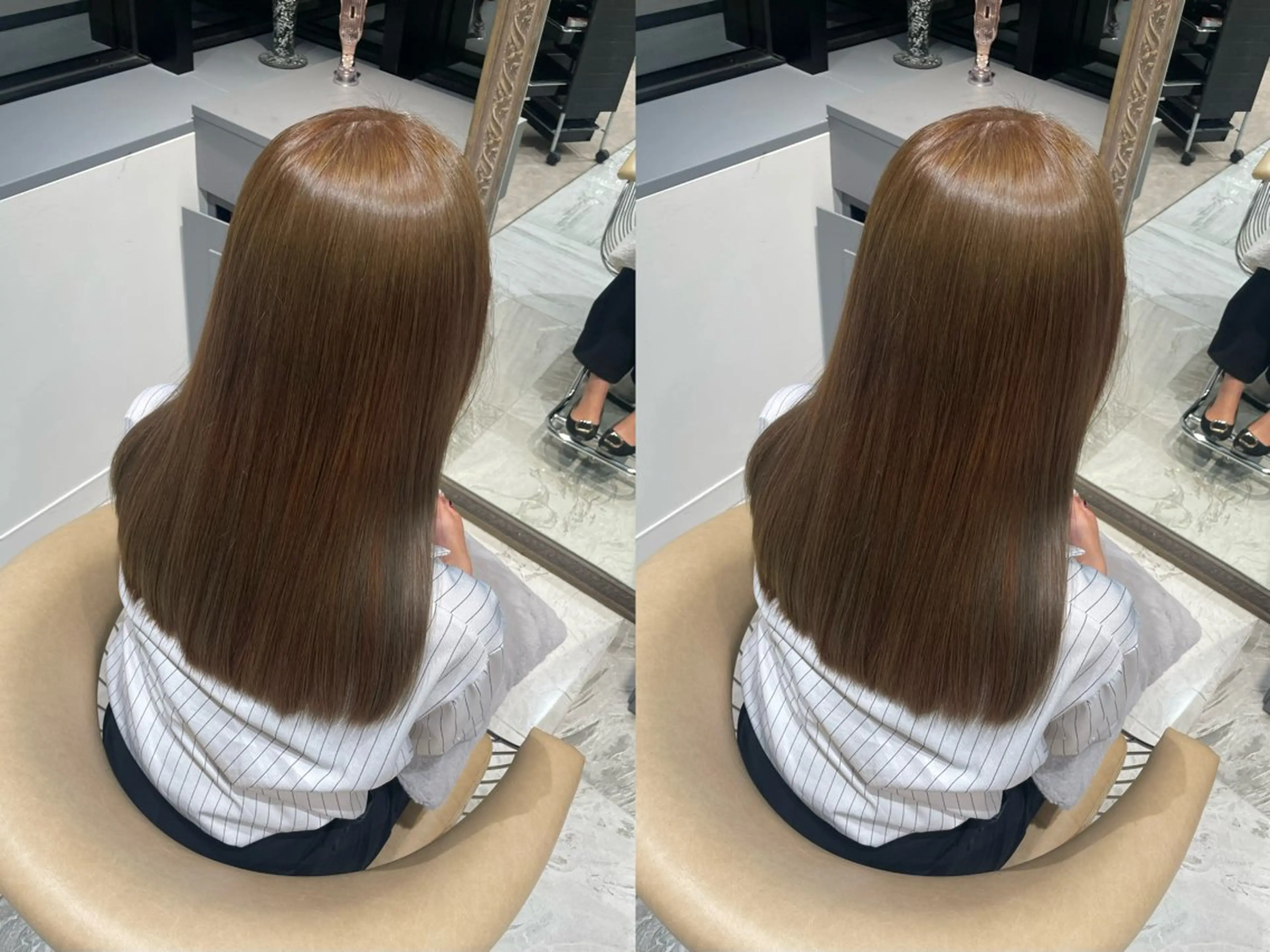 ロング カラー ゆらんちょ/ブリーチ 無w/縮毛矯正/暖色のヘアスタイル