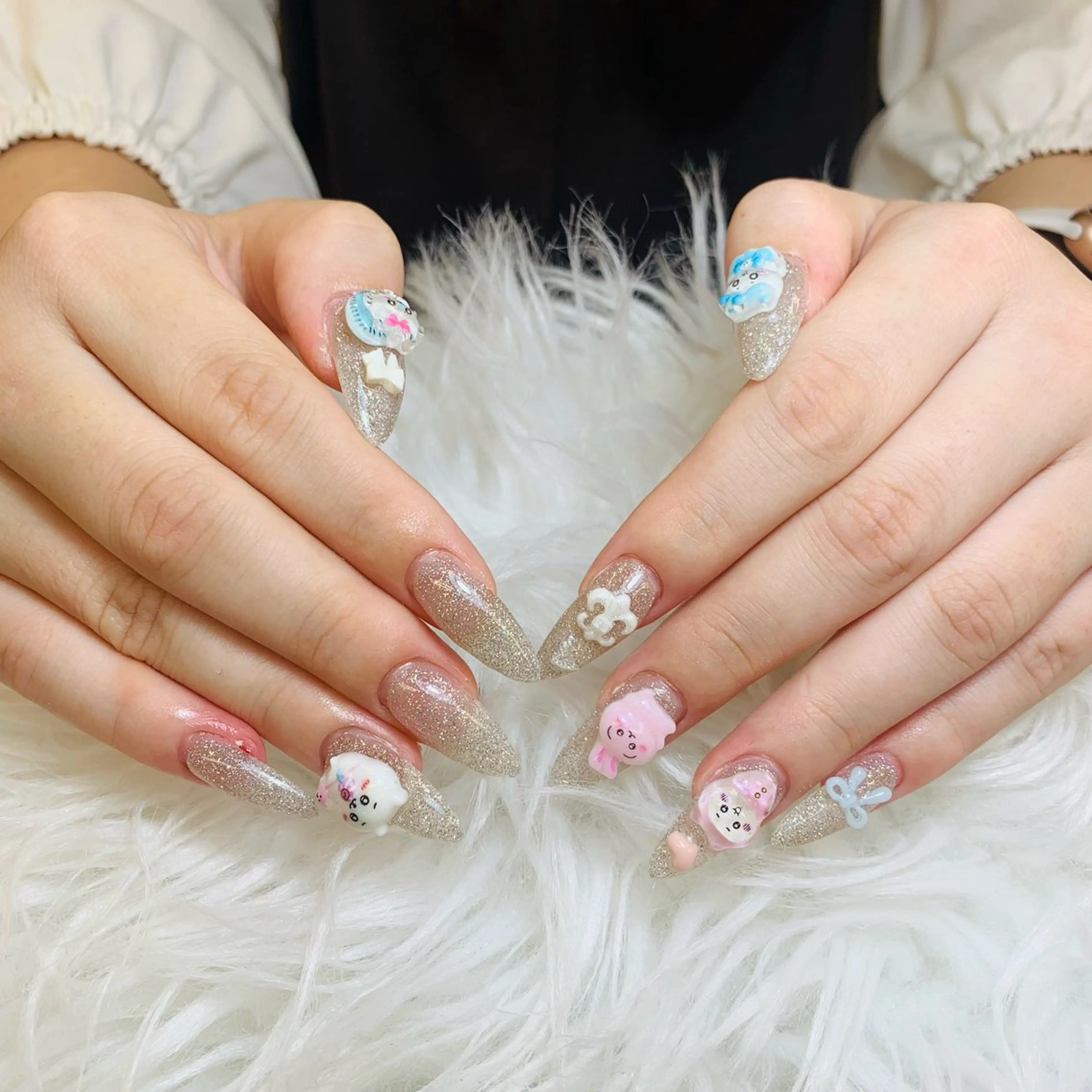 ネイル チークネイル 長さ出し フラッシュネイル フレンチネイル グラデーション ハンドネイル AN NAIL SALONのネイルデザイン