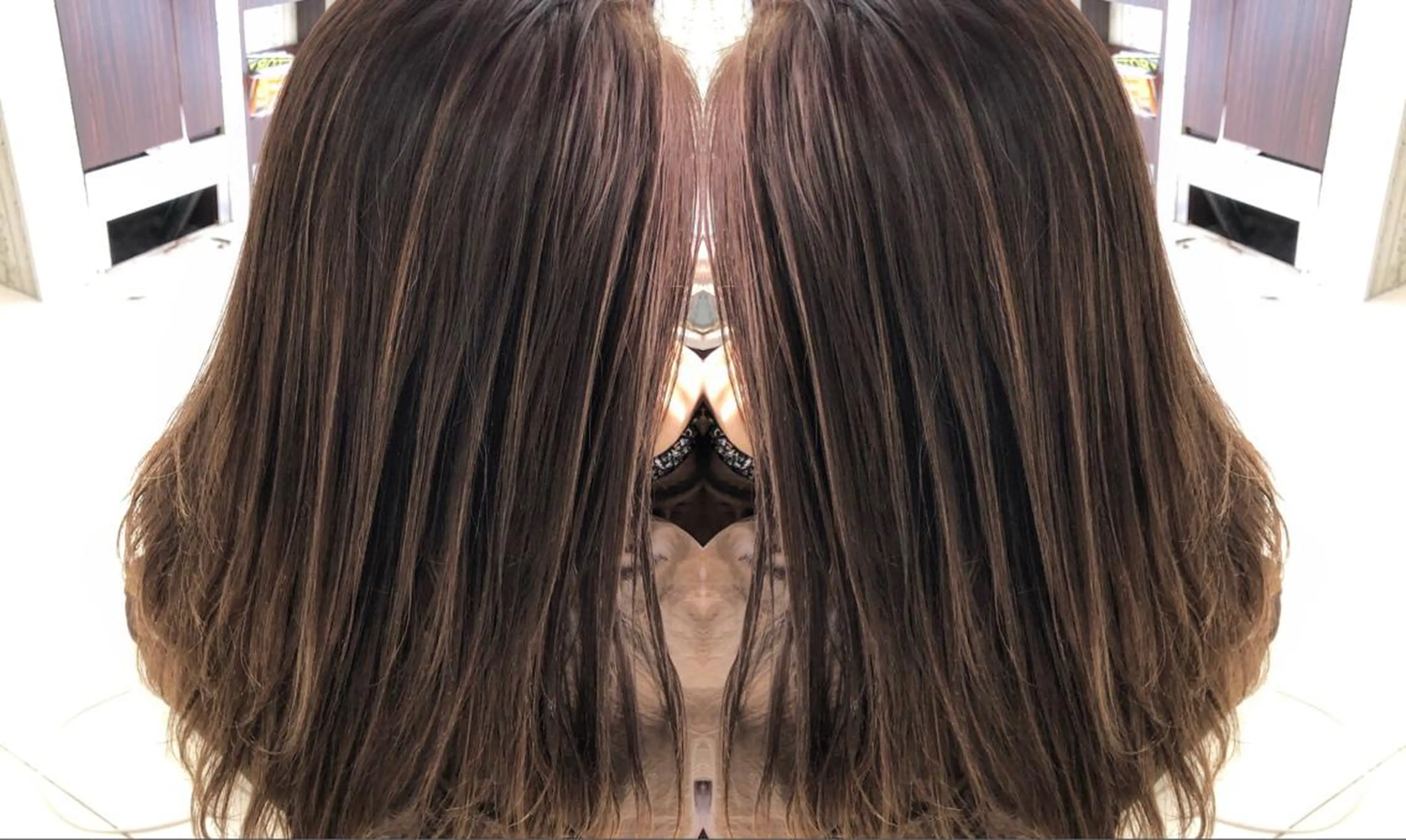 ミディアム カラー ヘアアレンジ バレイヤージュ デザインカラー ハイライトカラー ハイライト レイヤーカット アンドウ ユウ/ レイヤーカット/韓国のヘアスタイル