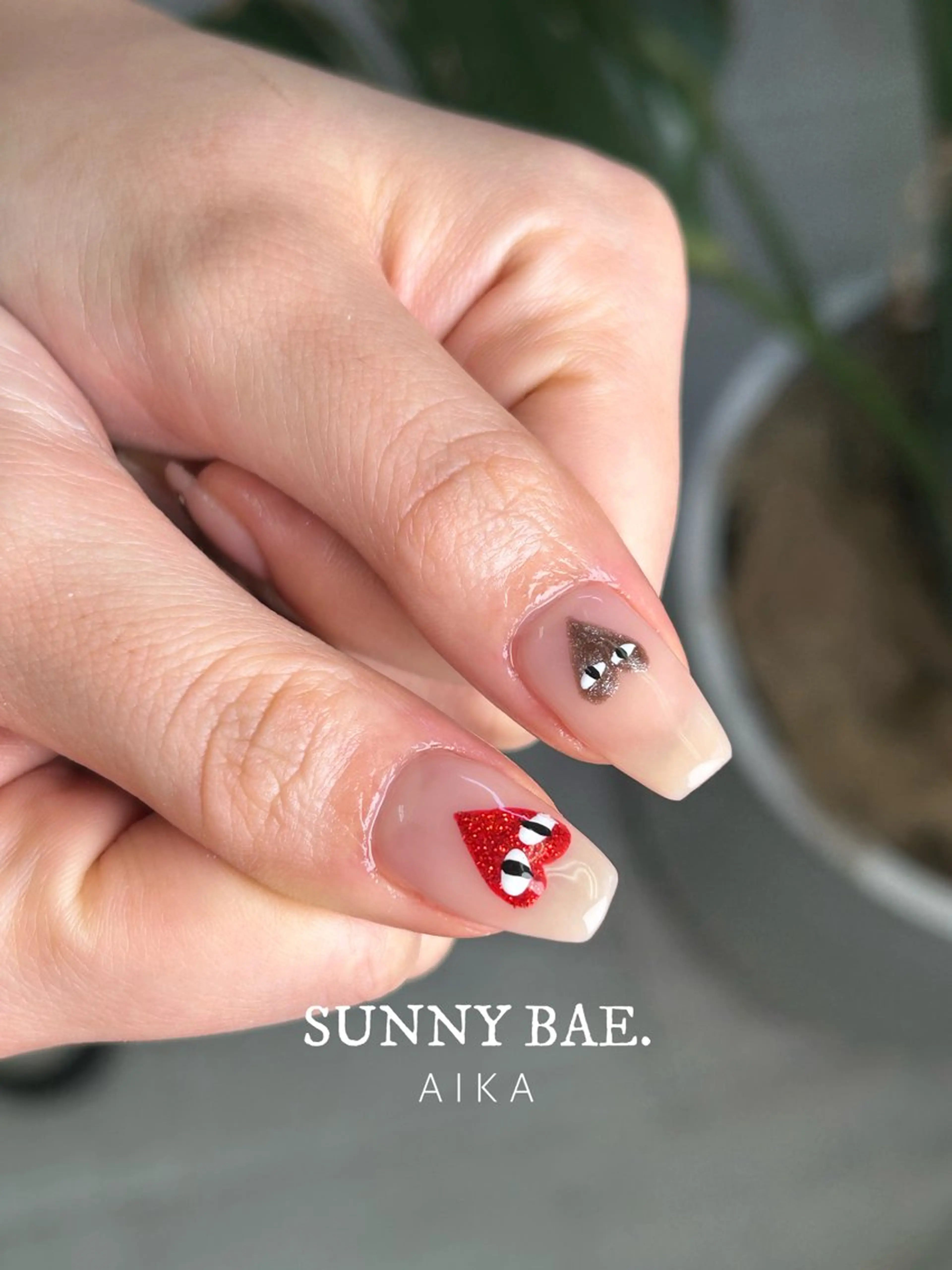 ネイル ジェルネイル ハート 持ち込み バレンタイン Made By AIKAのネイルデザイン