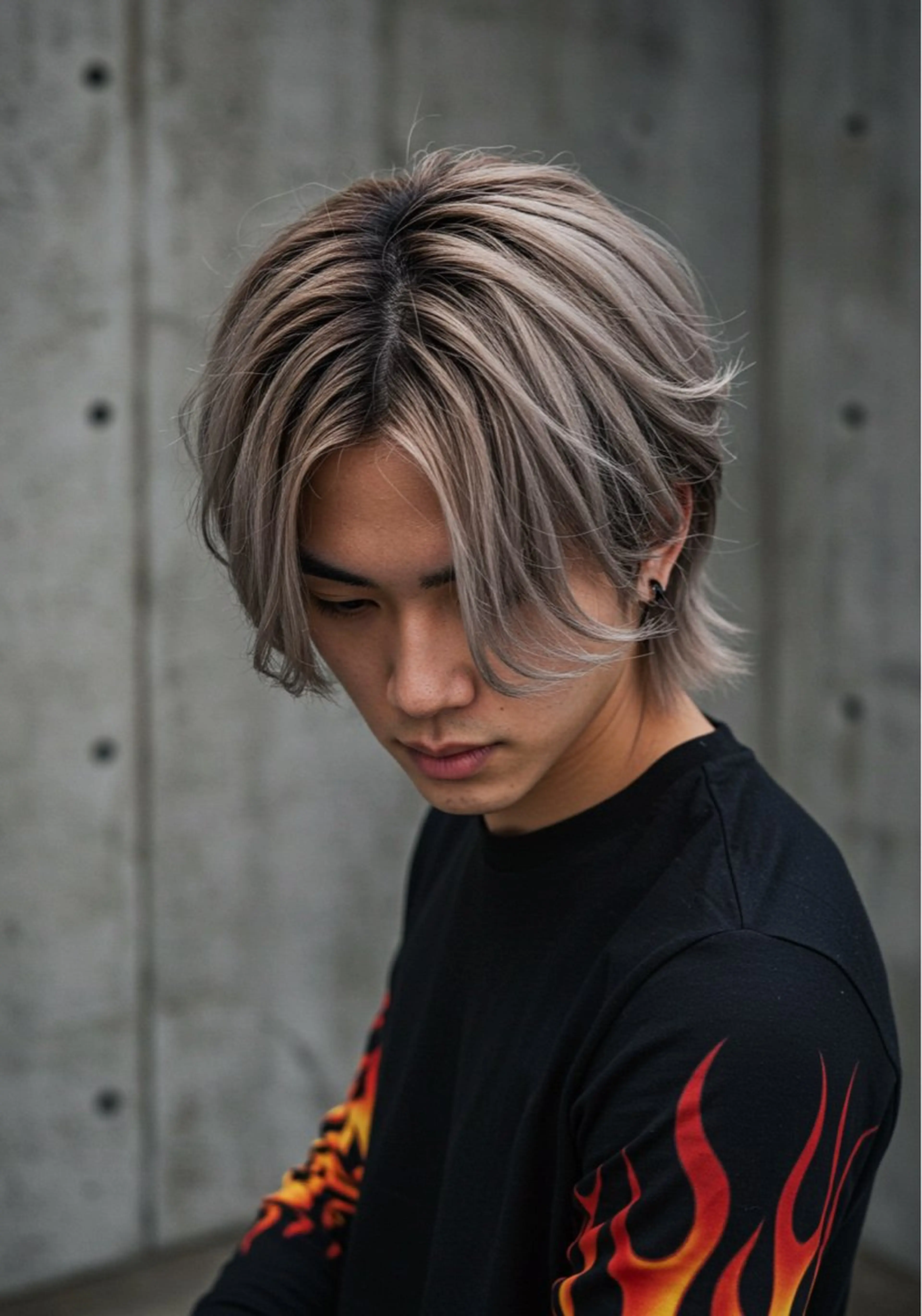 ミディアム カラー メンズ カット ヘアカラー あくつ べんのヘアスタイル
