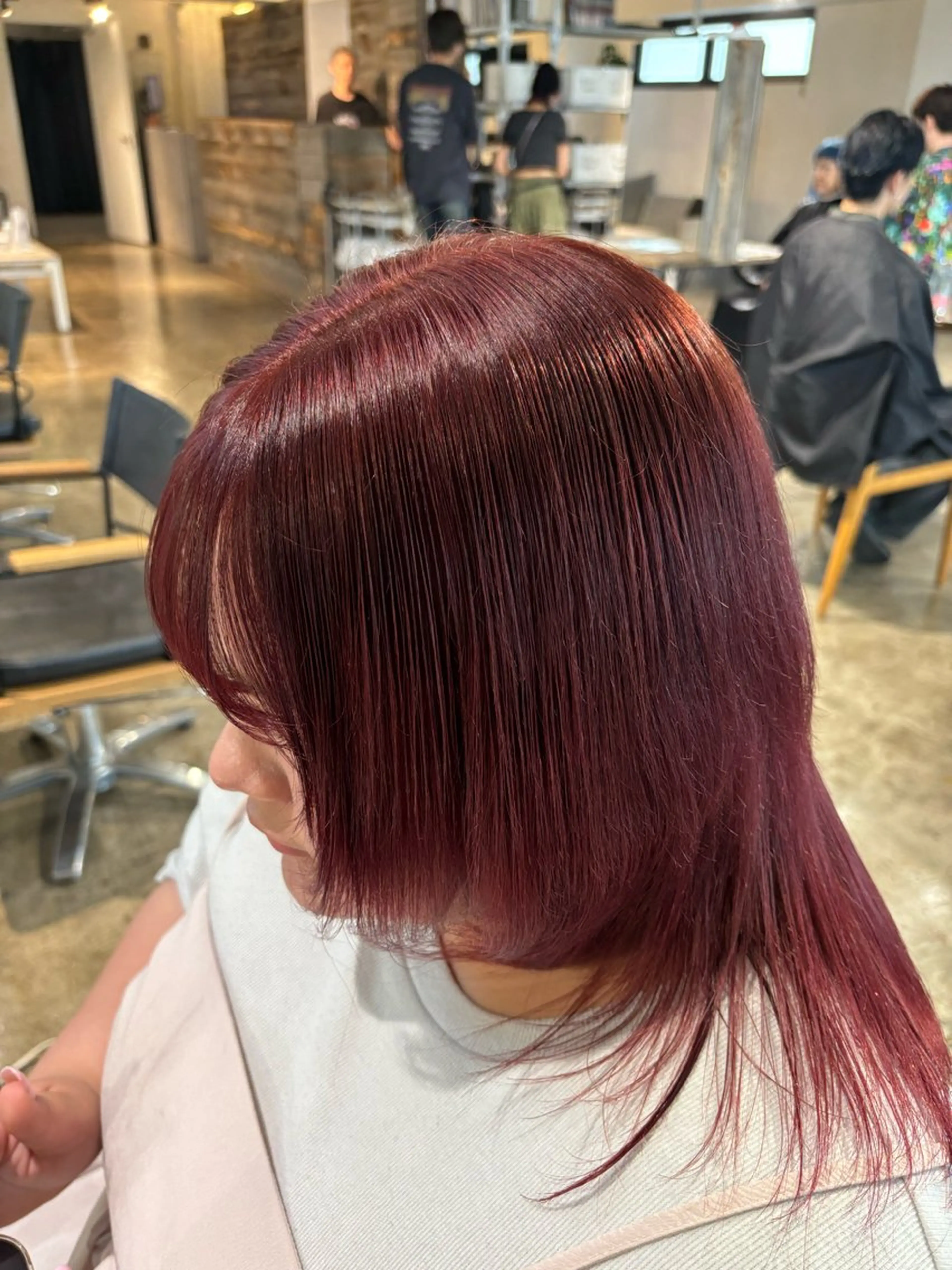 セミロング カラー ブリーチ ケアブリーチ ダブルカラー レッドカラー 髪質改善 ヘアカラー トリートメント 暖色カラー🍒 ケアブリーチ/akiのヘアスタイル