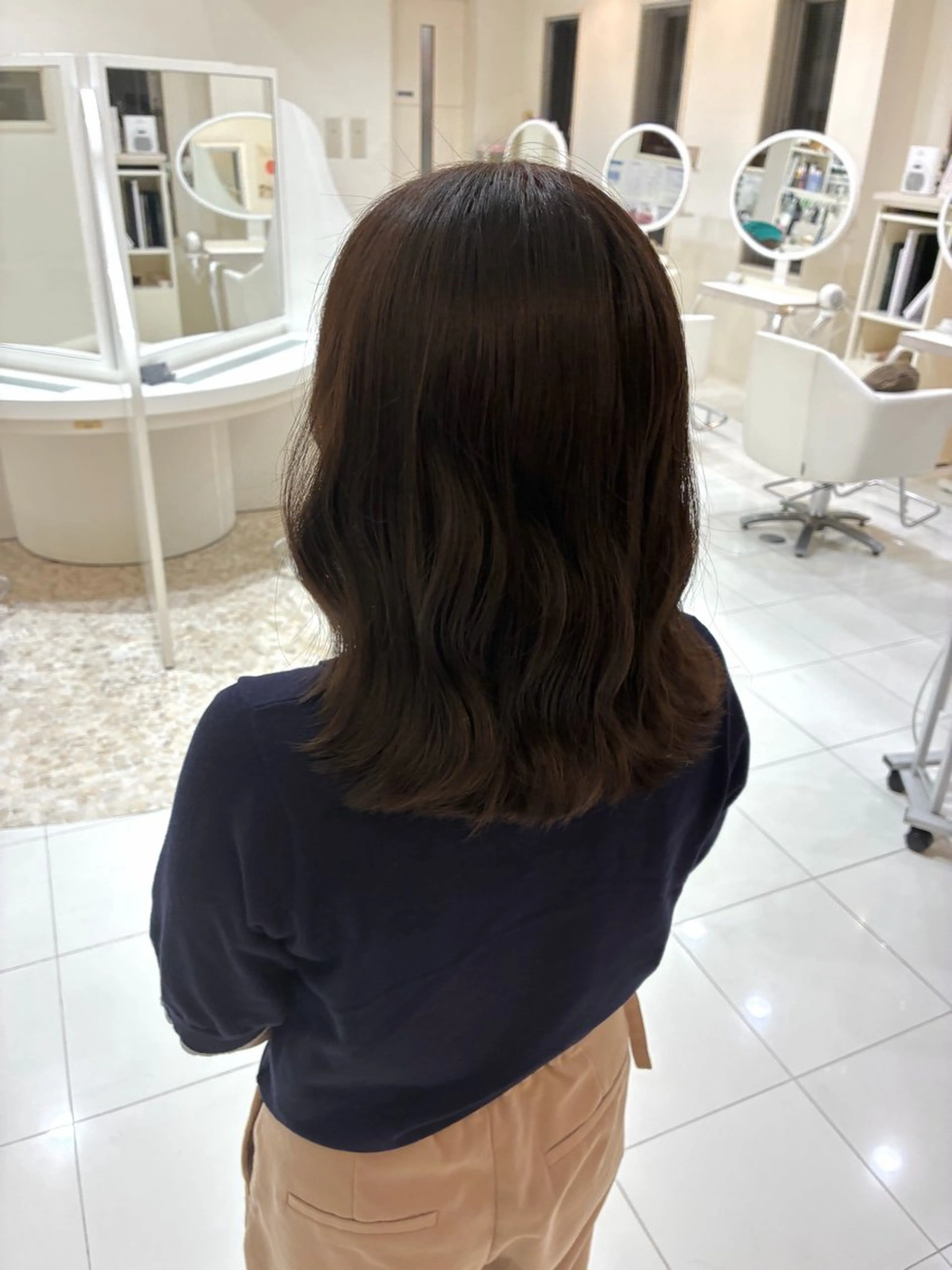 ミディアム カラー ブラウンカラー ショコラグレージュ 透明感カラー グレージュ ヘアカラー VANCOUNCIL 宇美町美容室岡川結奈のヘアスタイル
