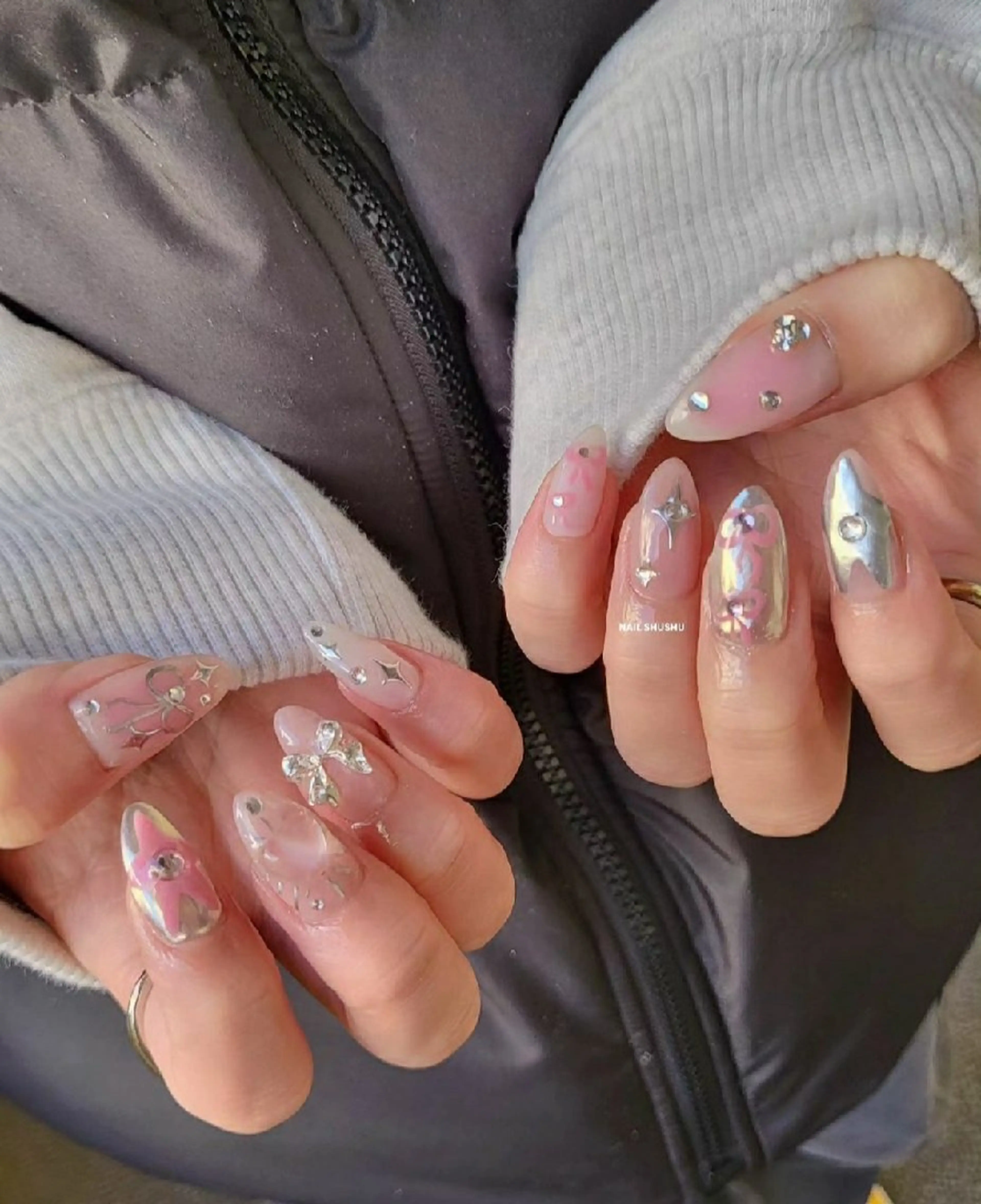 ネイル 持ち込み ニュアンスネイル ワンカラーネイル シンプルネイル 冬ネイル ハンドネイル 3dパーツ/流行り 👧shushu❤️のネイルデザイン