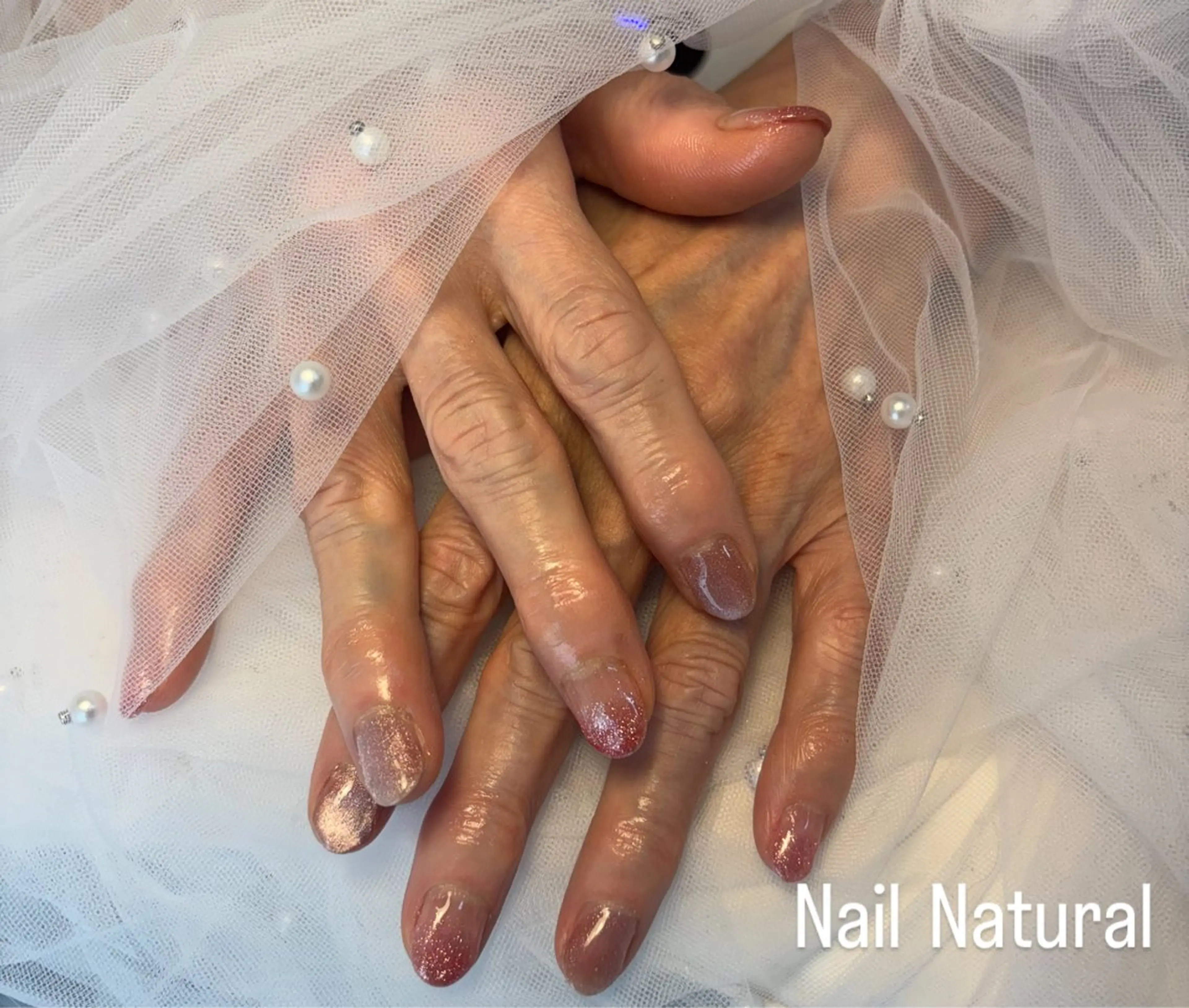 ネイル フラッシュネイル フットネイル フレンチネイル ジェルネイル ガラスフレンチ ハンドネイル Nail salon Natulalのネイルデザイン