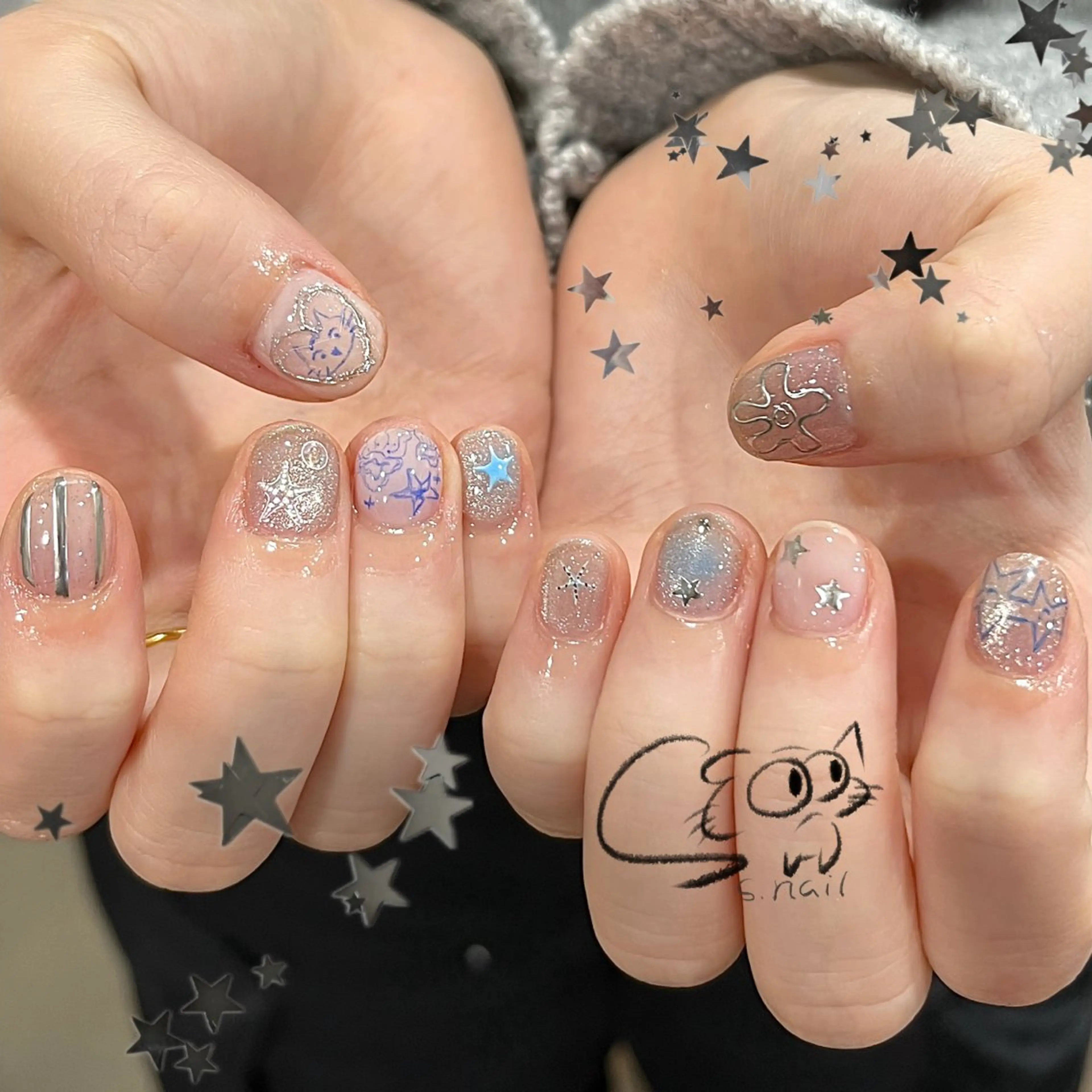 ネイル チークネイル フレンチネイル グラデーション マグネットネイル ワンカラーネイル S.nail _のネイルデザイン