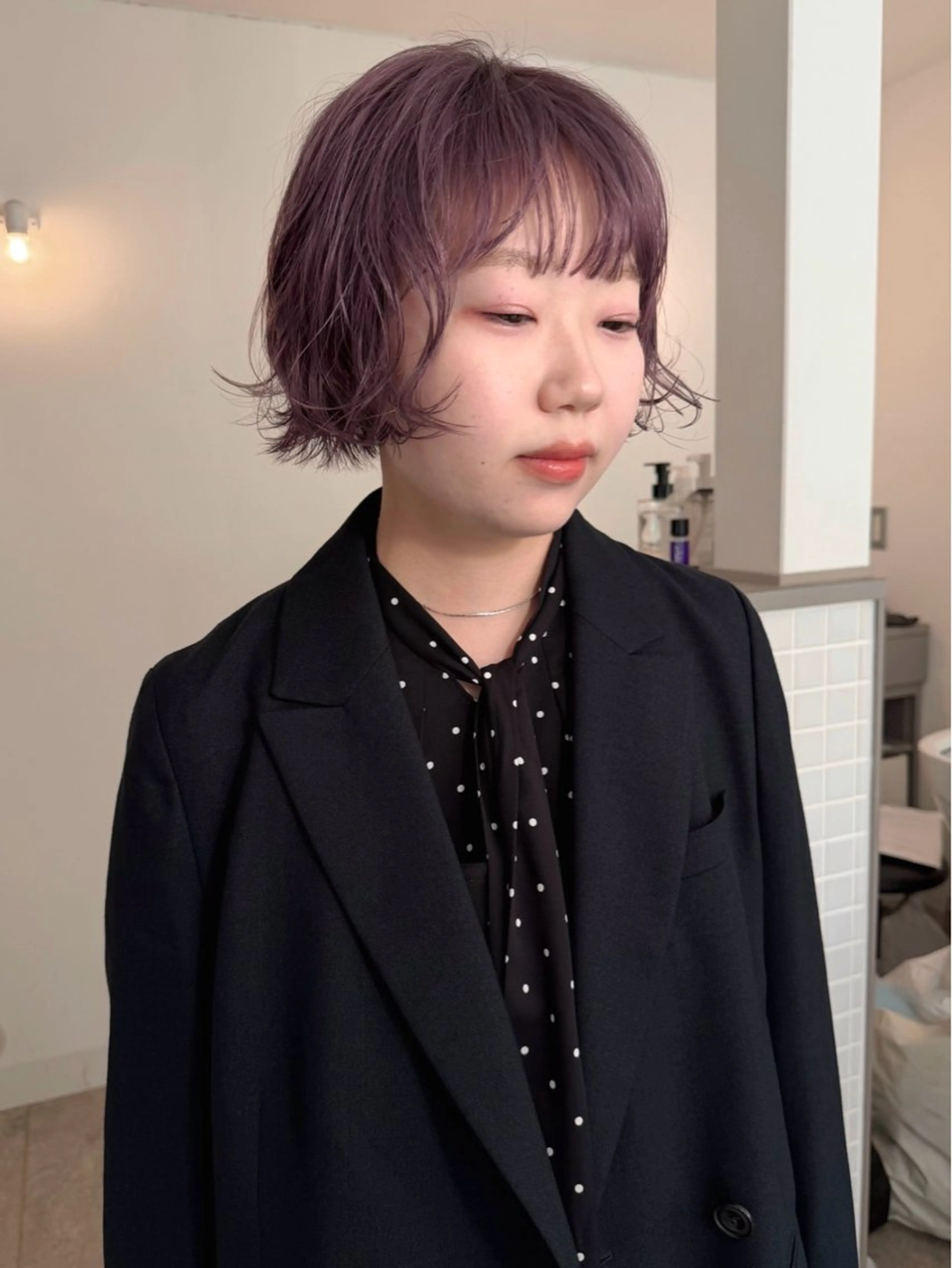 ショート カラー パープルカラー ボブ カット ヘアカラー トリートメント Kaito🐶/ボブ /レイヤー/デザインのヘアスタイル