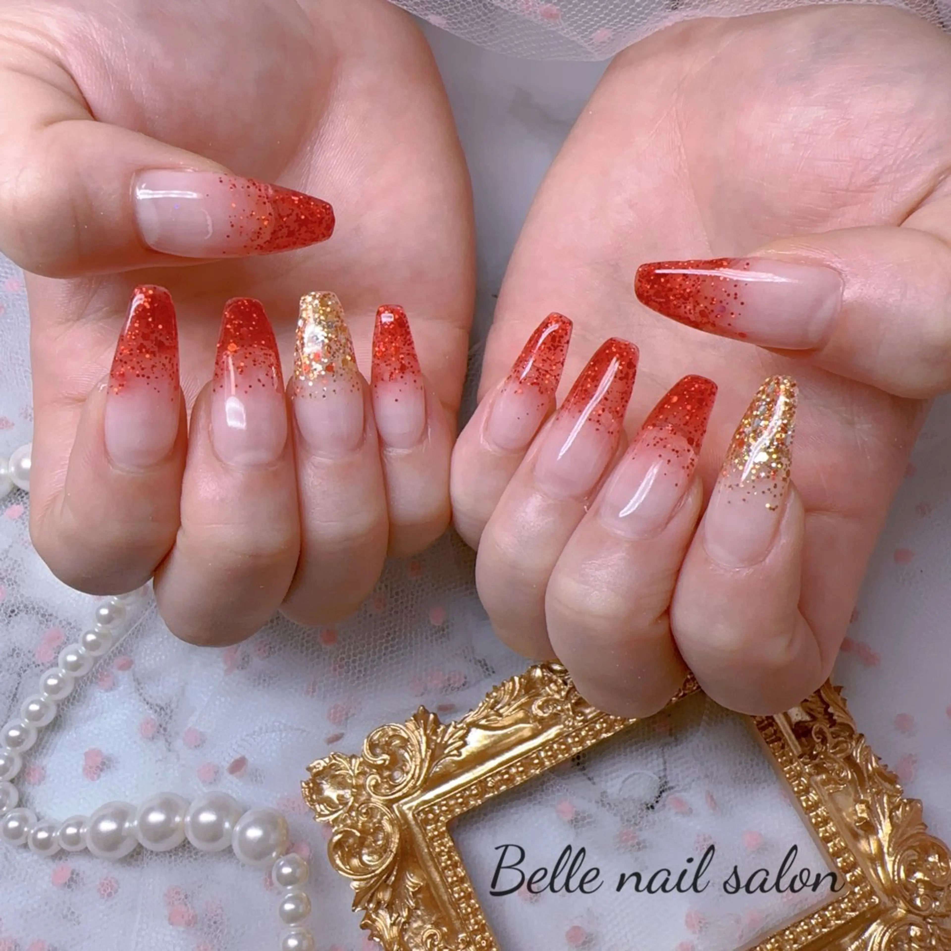 ネイル オーロラネイル フットネイル グラデーション 韓国ネイル ラメ(グリッター) ハンドネイル Belle nail salon 新小岩のネイルデザイン