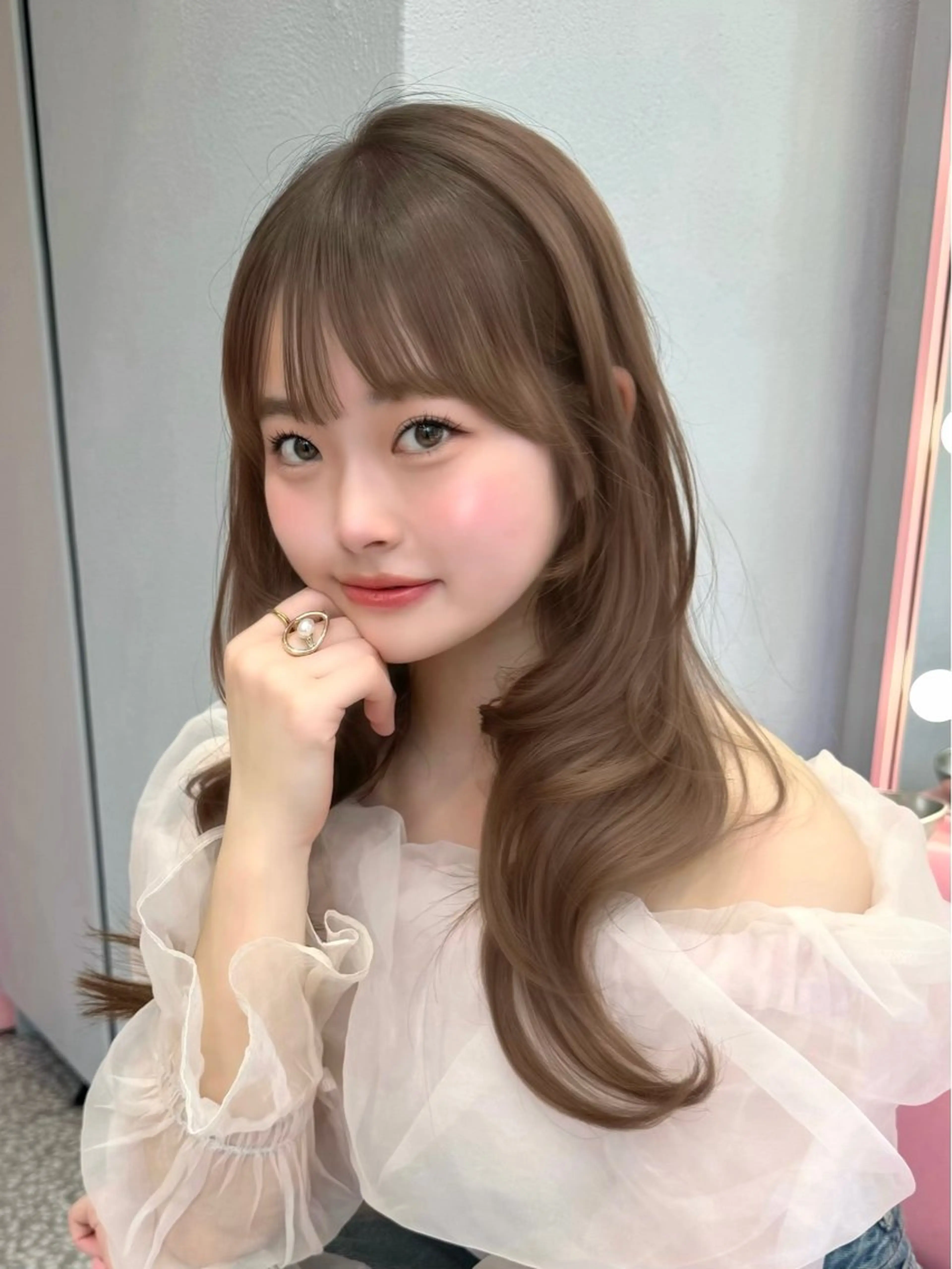 セミロング カラー ベージュカラー ブリーチ ブラウンカラー チョコレートブラウン 透明感カラー ヘアカラー トリートメント 渋谷/韓国ヘア/ 顔まわり♡Ayakaのヘアスタイル