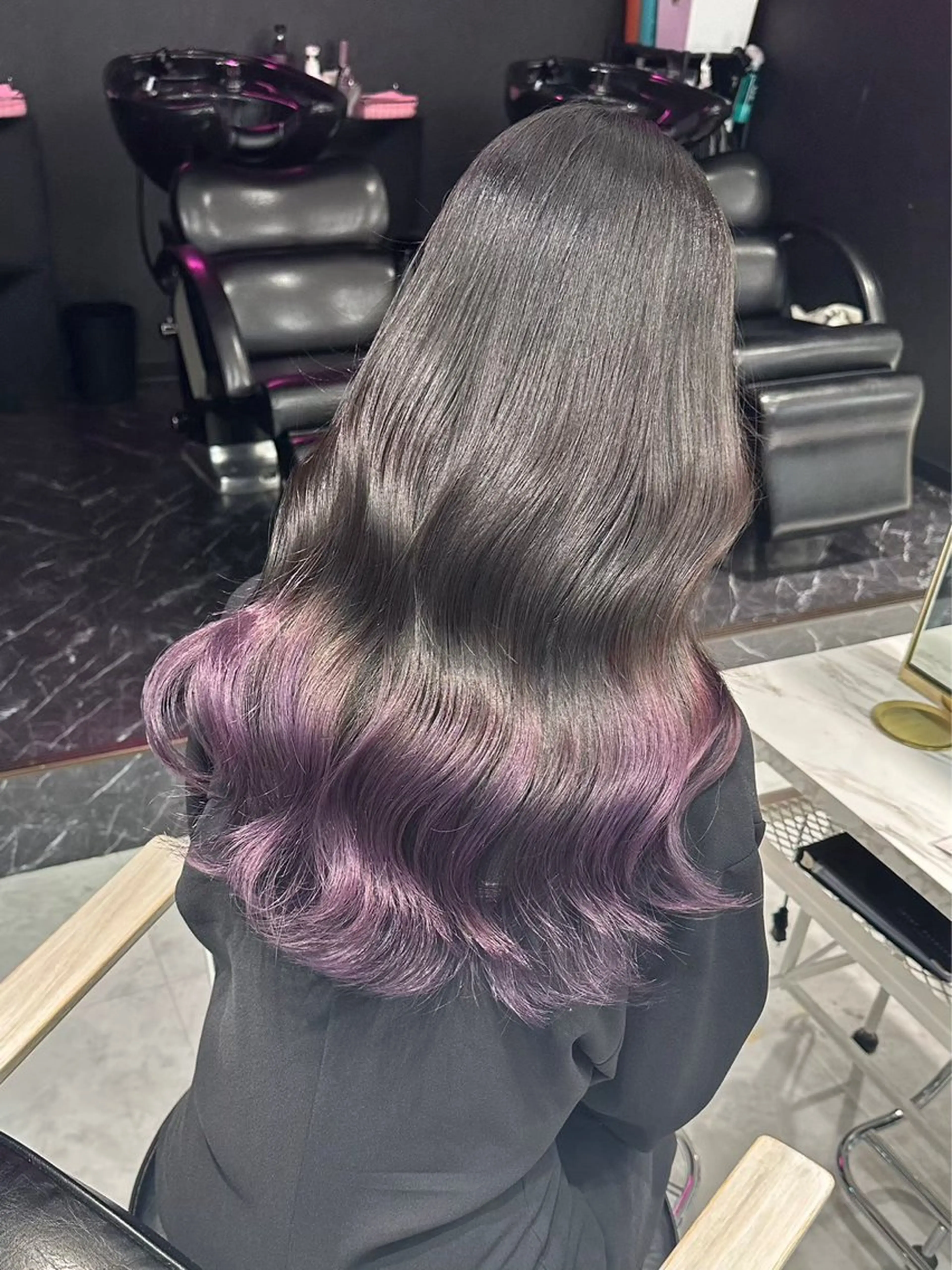 ロング カラー ヘアカラー トリートメント ☁️かずき☁️青.紫 推し活カラー💫のヘアスタイル