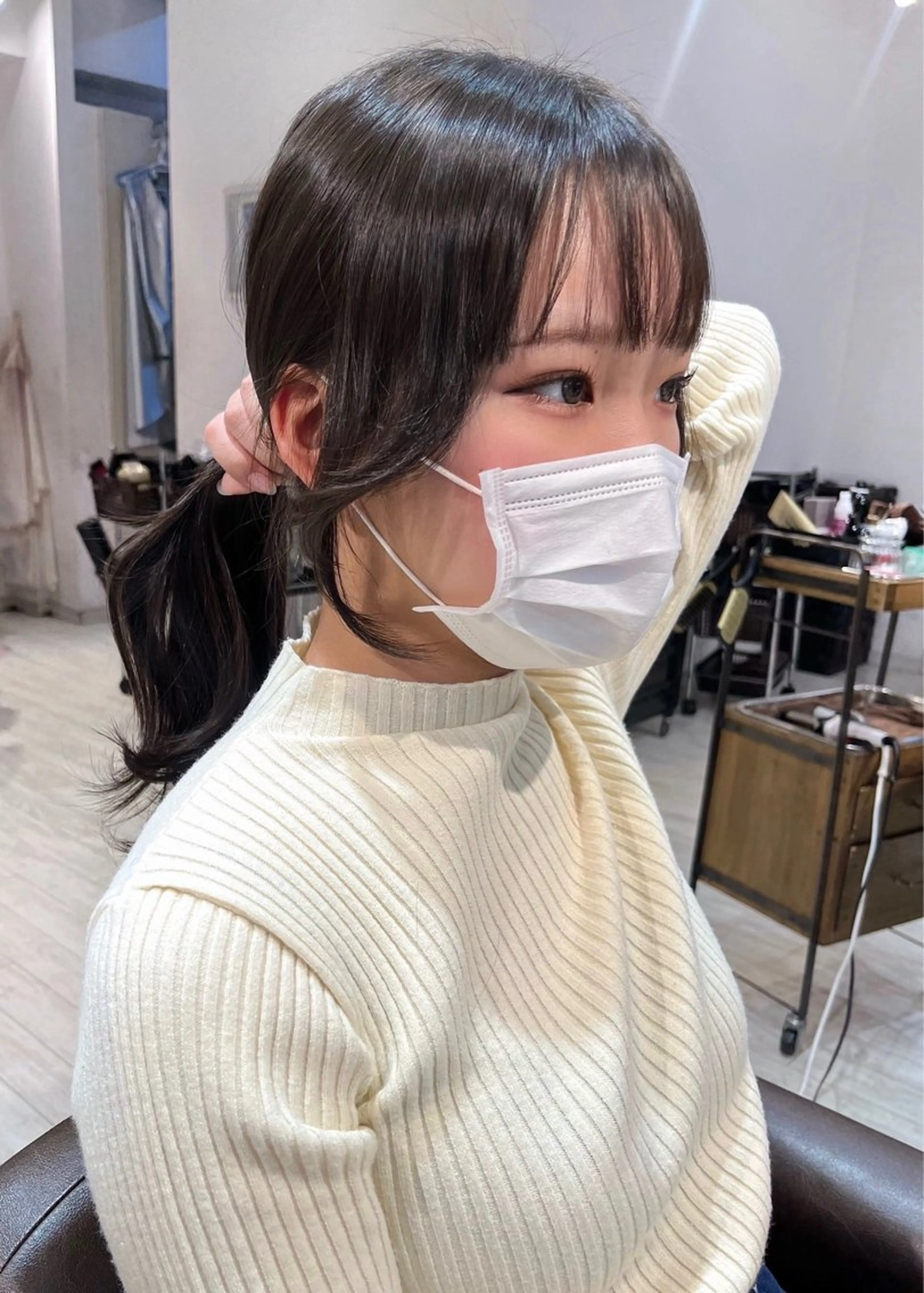 ロング エギョモリ 顔まわりレイヤー レイヤーカット 似合わせカット 小顔カット 【韓国ヘア×透明感 カラー】笹谷 莉未のヘアスタイル