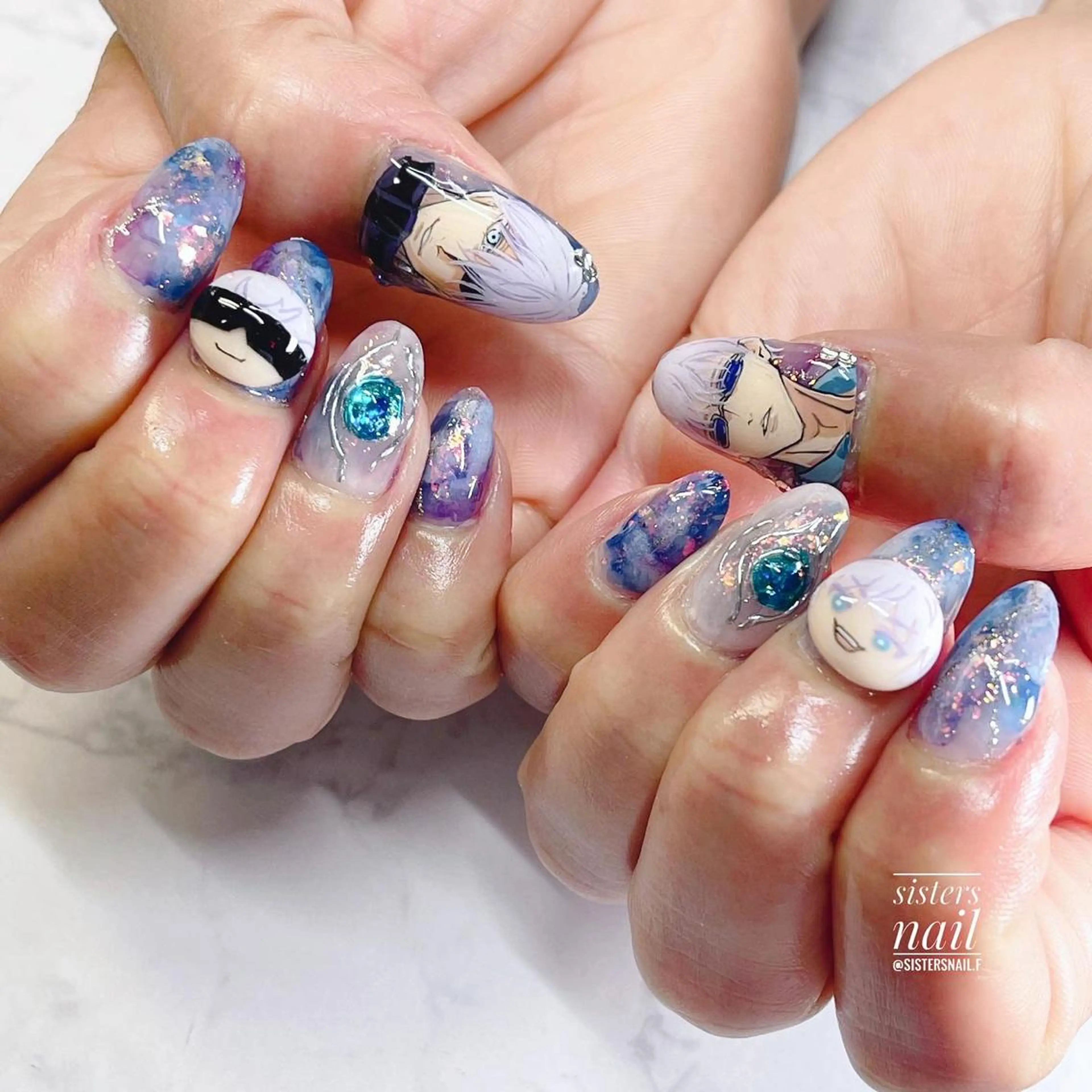ネイル アートネイル キラキラネイル 夏ネイル sisters nail.fのネイルデザイン