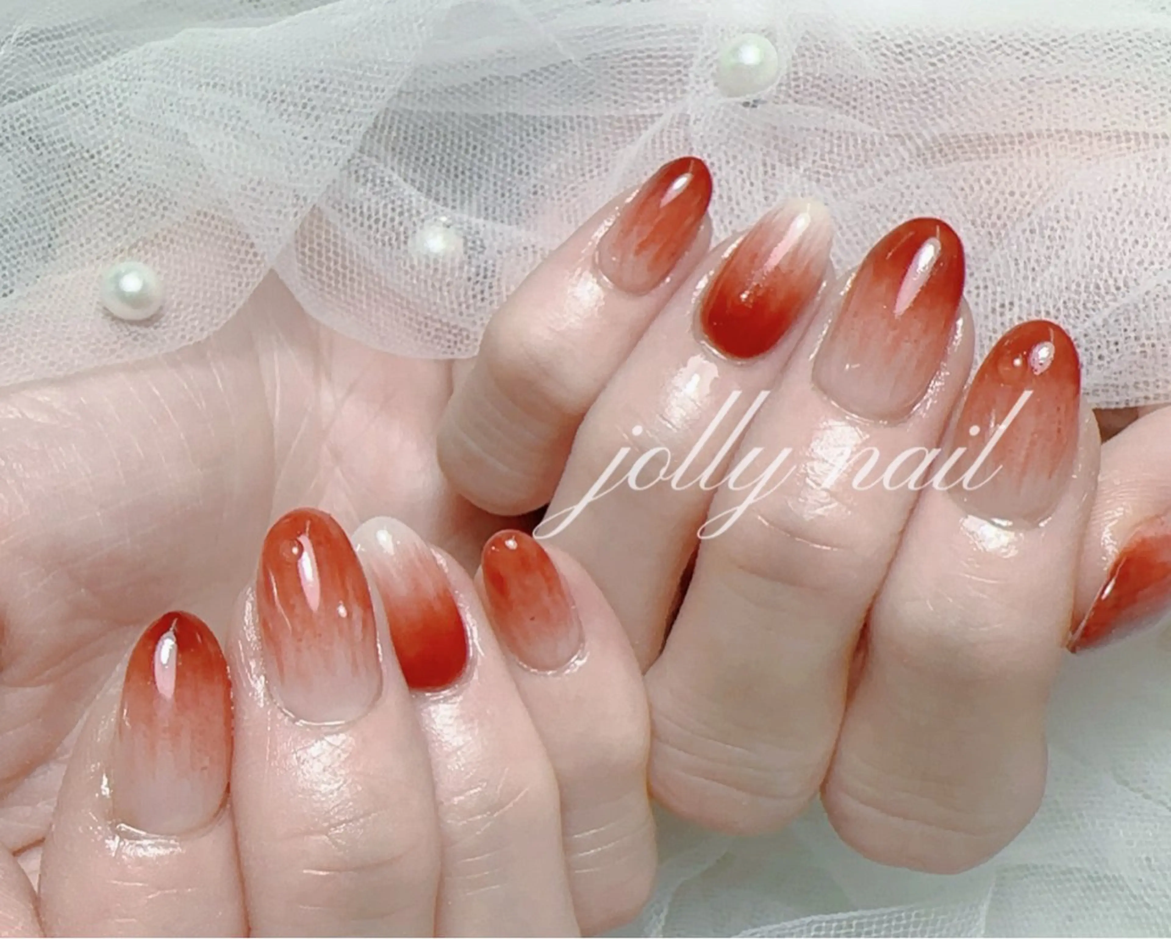 ネイル ハンドネイル Jolly チップ長さだしのネイルデザイン