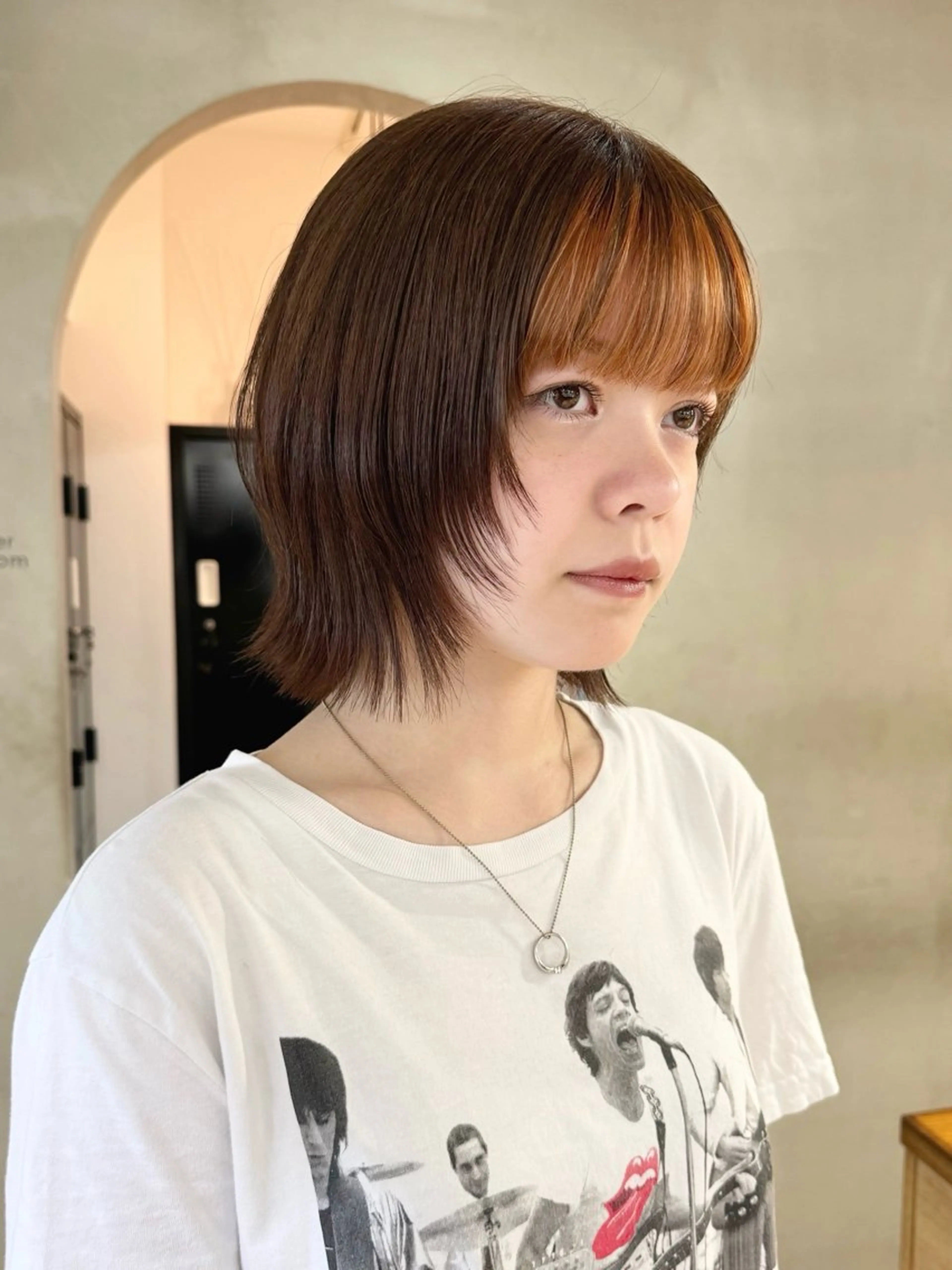 ミディアム カラー インナーカラー ボブ 顔まわりレイヤー ハッシュカット レイヤーカット カット ヘアカラー トリートメント ボブ/レイヤー 🌟梅田盛一🌟のヘアスタイル