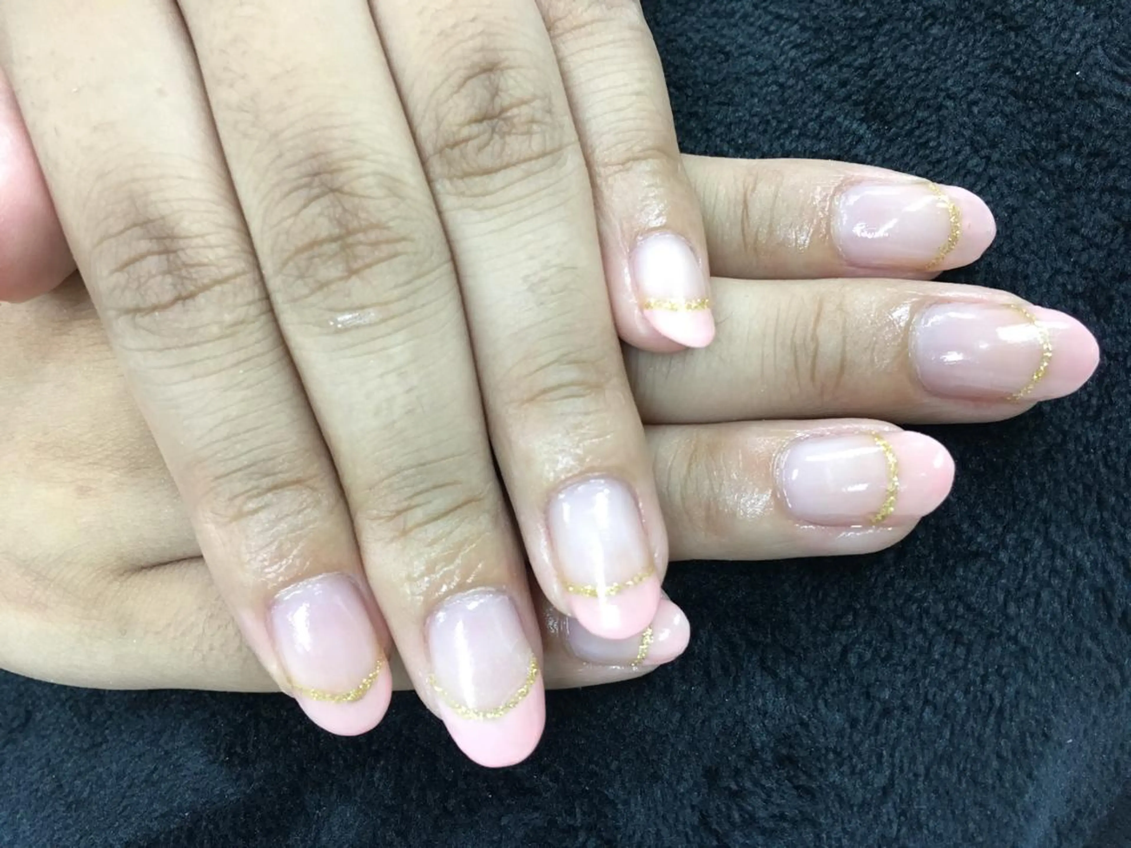 ネイル フレンチネイル ゴールド ラメ(グリッター) オフィスネイル ピンク ディアマンテ𓏸𓈒 フェイシャル/ネイルのエステ・リラクイメージ