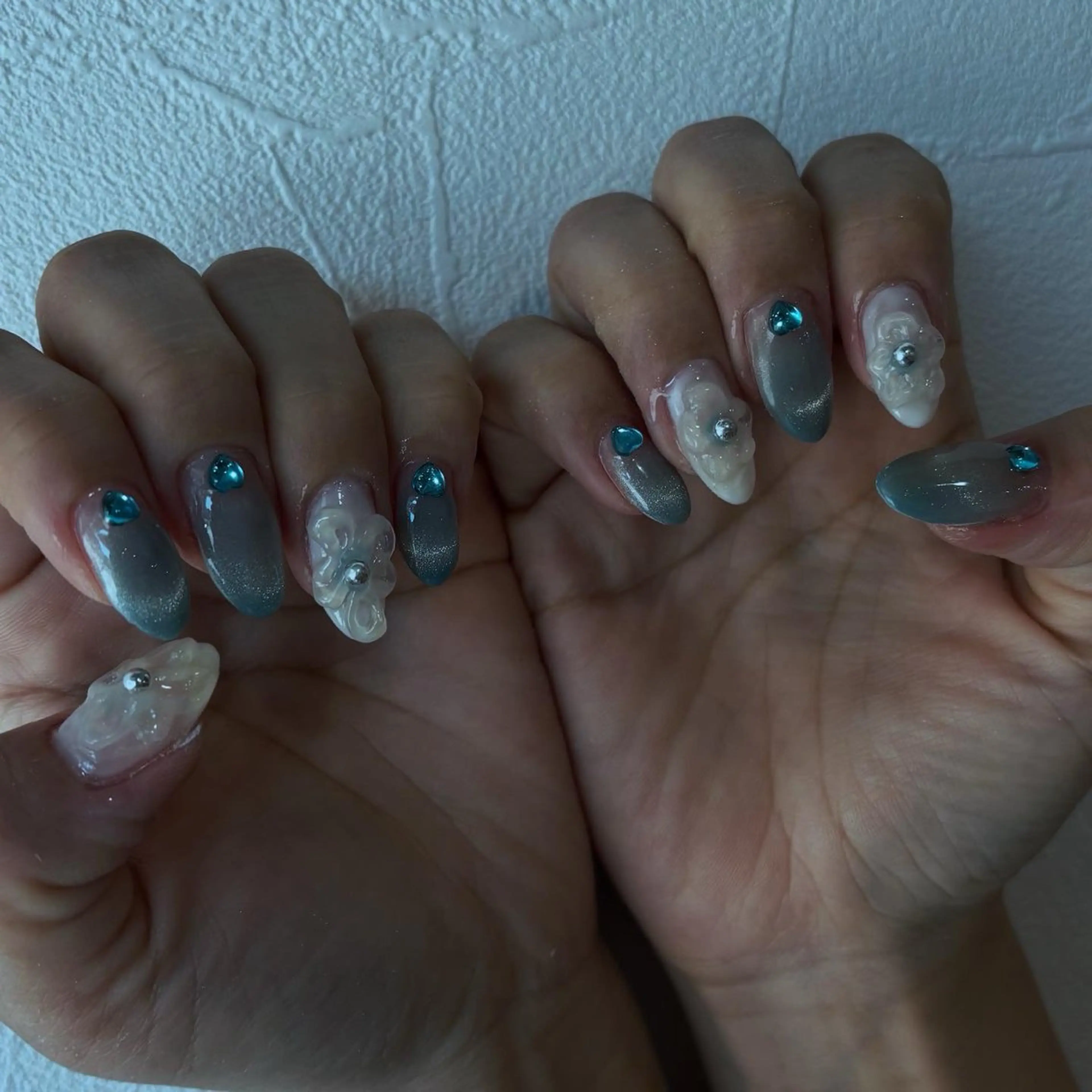 ネイル クリアネイル 長さ出し キラキラネイル 韓国ネイル マグネットネイル vante_aimi .パラジェル取扱店のネイルデザイン