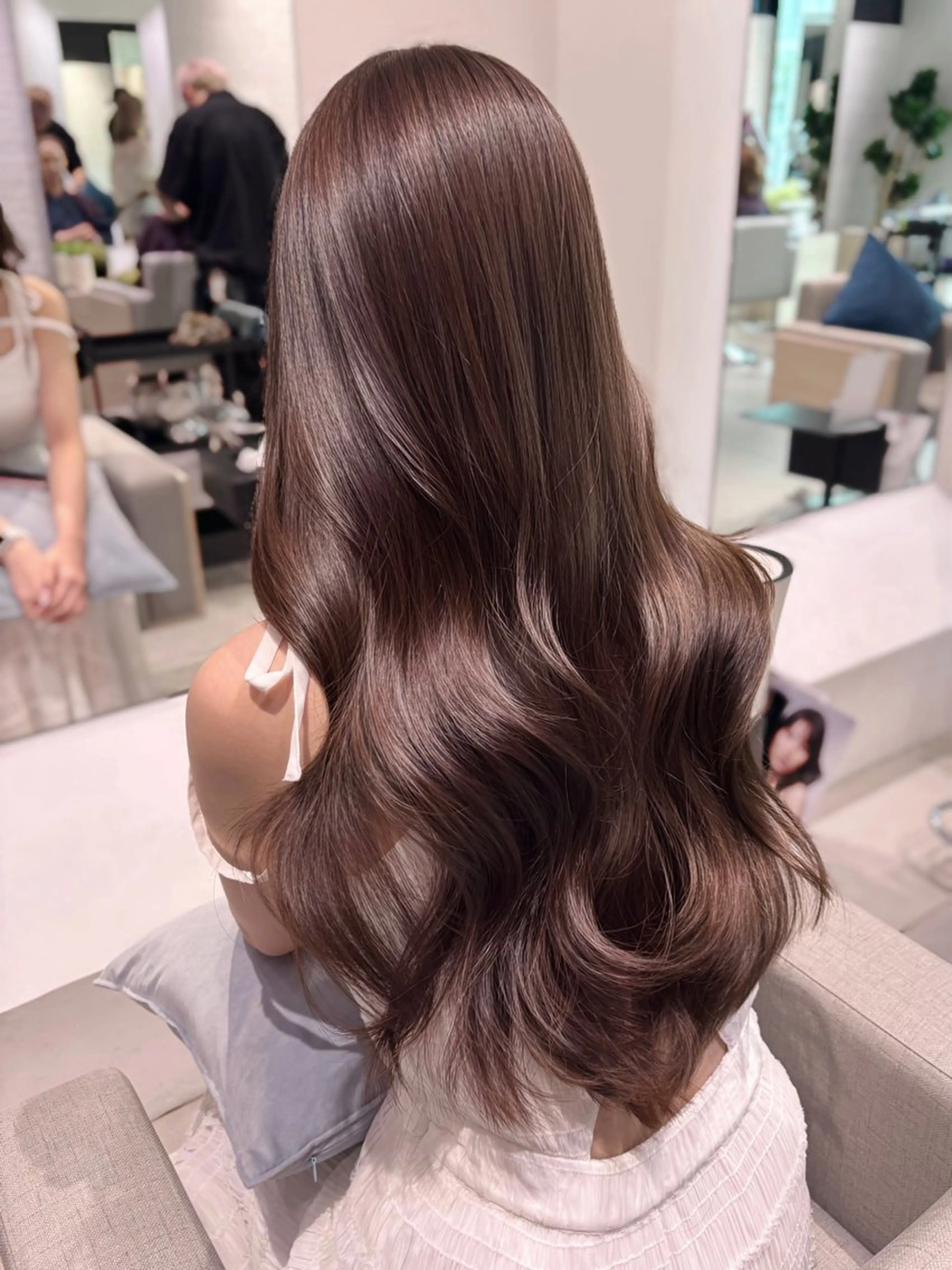 ロング カラー ブリーチ ブラウンカラー マロンブラウン ブリーチなしカラー 韓国風ヘア カット ヘアカラー トリートメント 銀座/韓国レイヤー/ 艶カラー🍓原田侑依のヘアスタイル