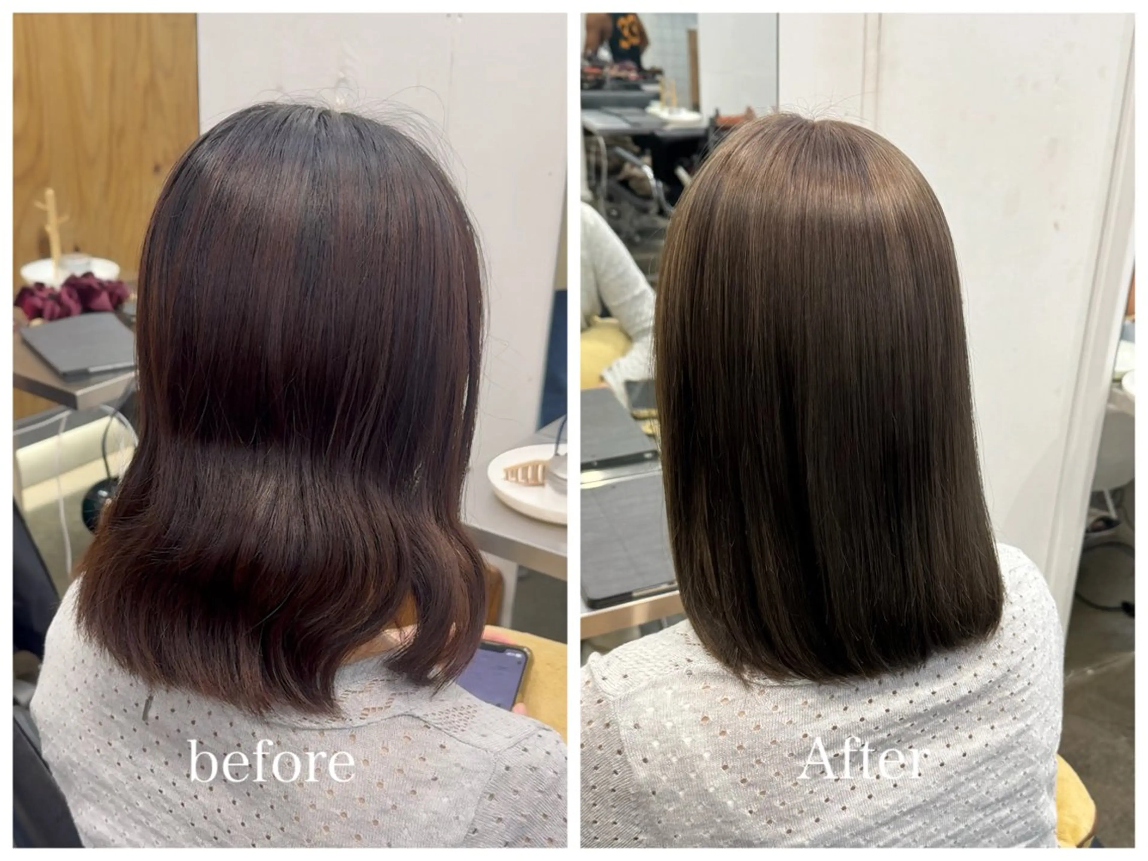 ミディアム カラー ベージュカラー ブリーチ オリーブベージュ 新宿 似合わせカラー HINAのヘアスタイル