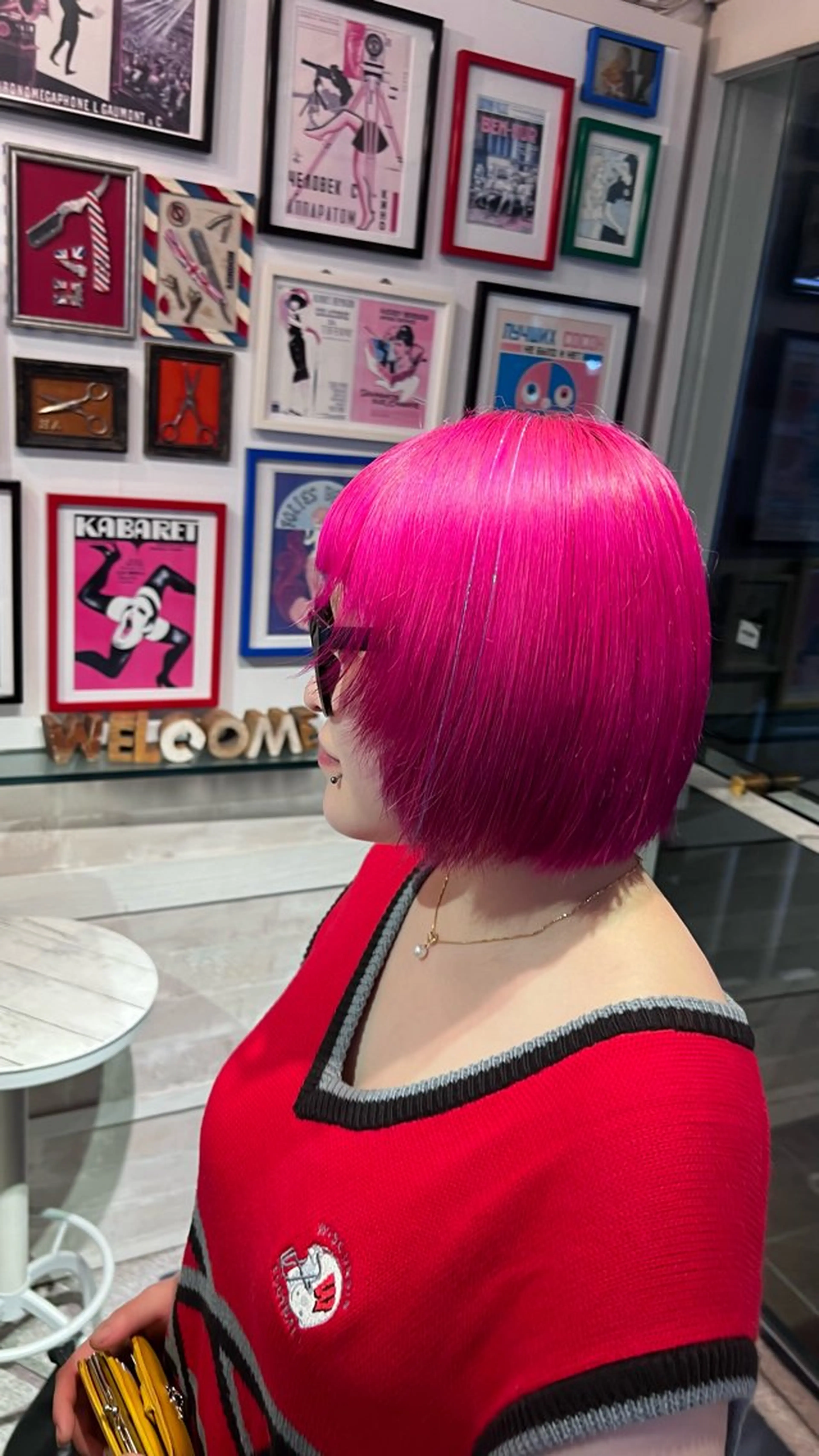 ミディアム カラー ピンクカラー 個性的カラー ☆≡ねねのヘアスタイル