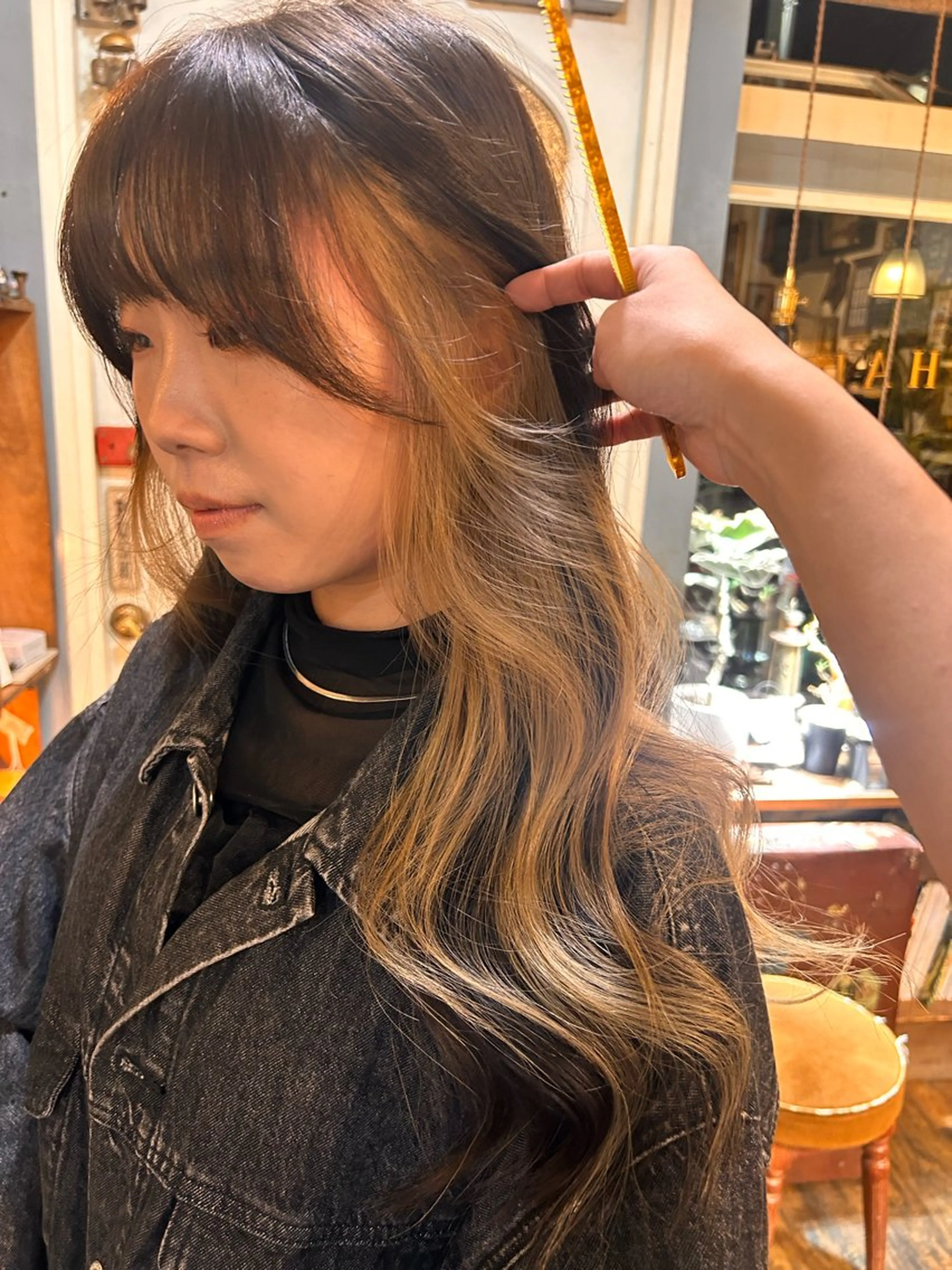 ロング カラー カット ヘアカラー 清水千優/パーマ/透 明感カラー/メンズのヘアスタイル