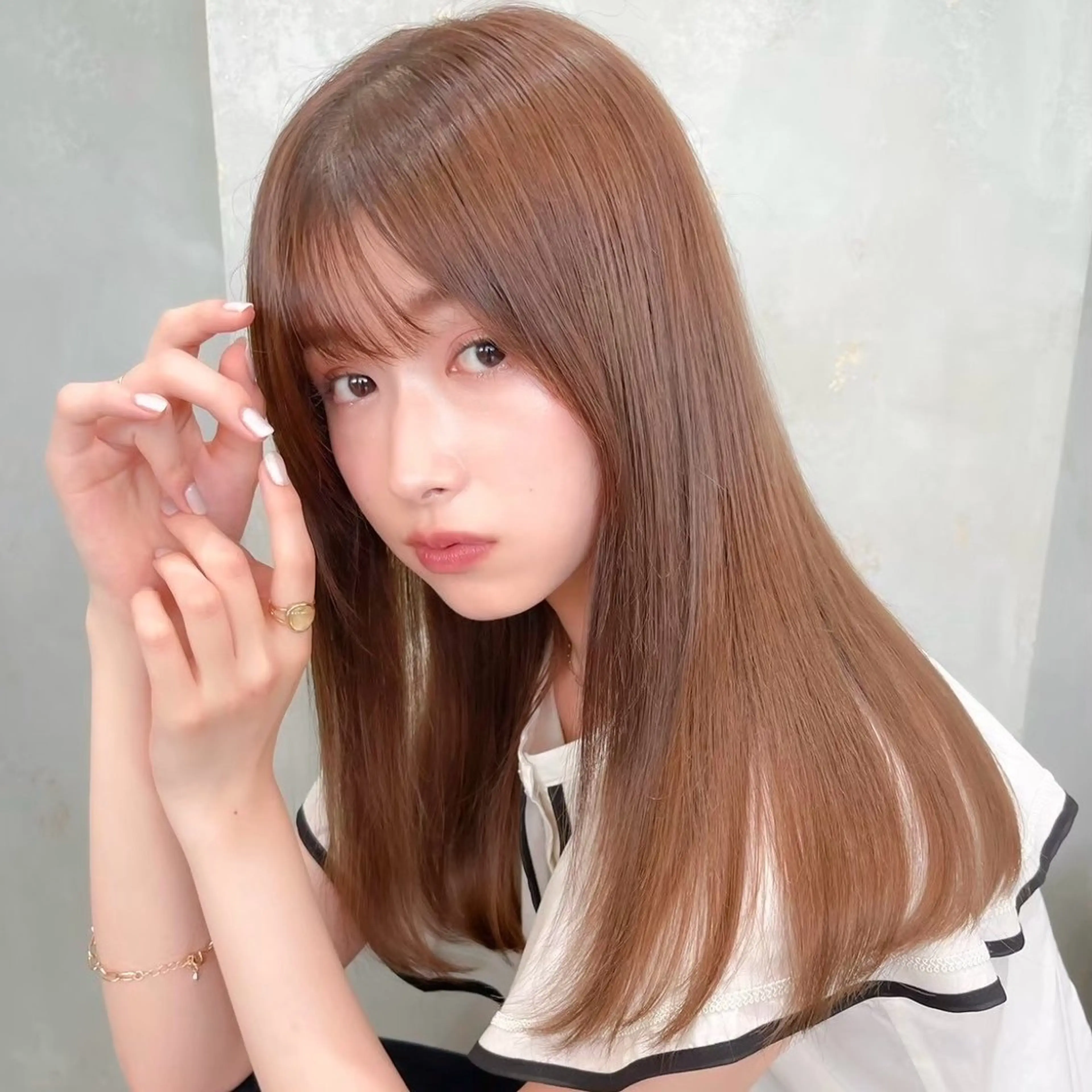 セミロング カラー 髪質改善/縮毛矯正/ 韓国ヘア/矢野のヘアスタイル