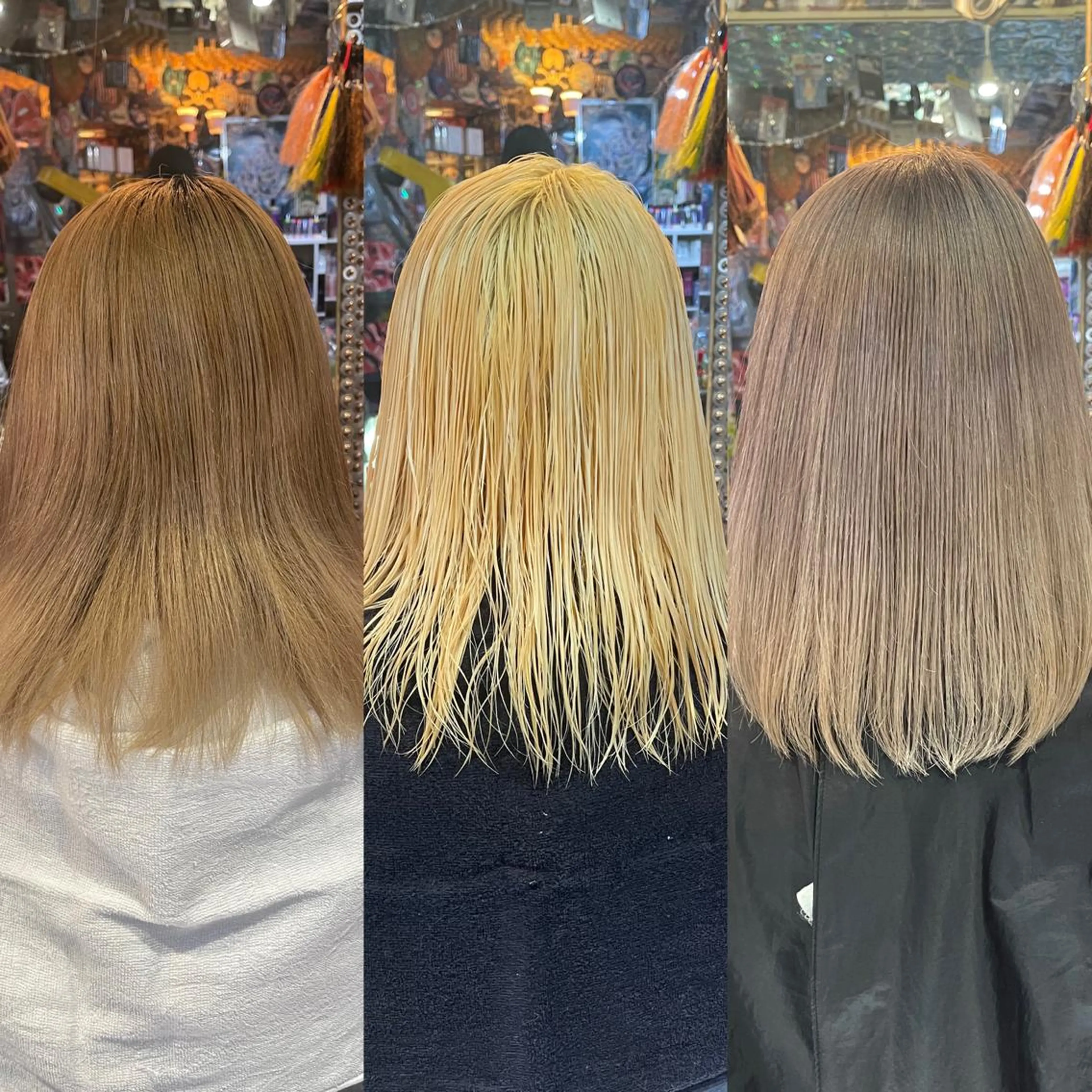 ミディアム カラー ヘアアレンジ グレージュ 🌈派手髪エクステ ブレイズ🌈ひろとのヘアスタイル