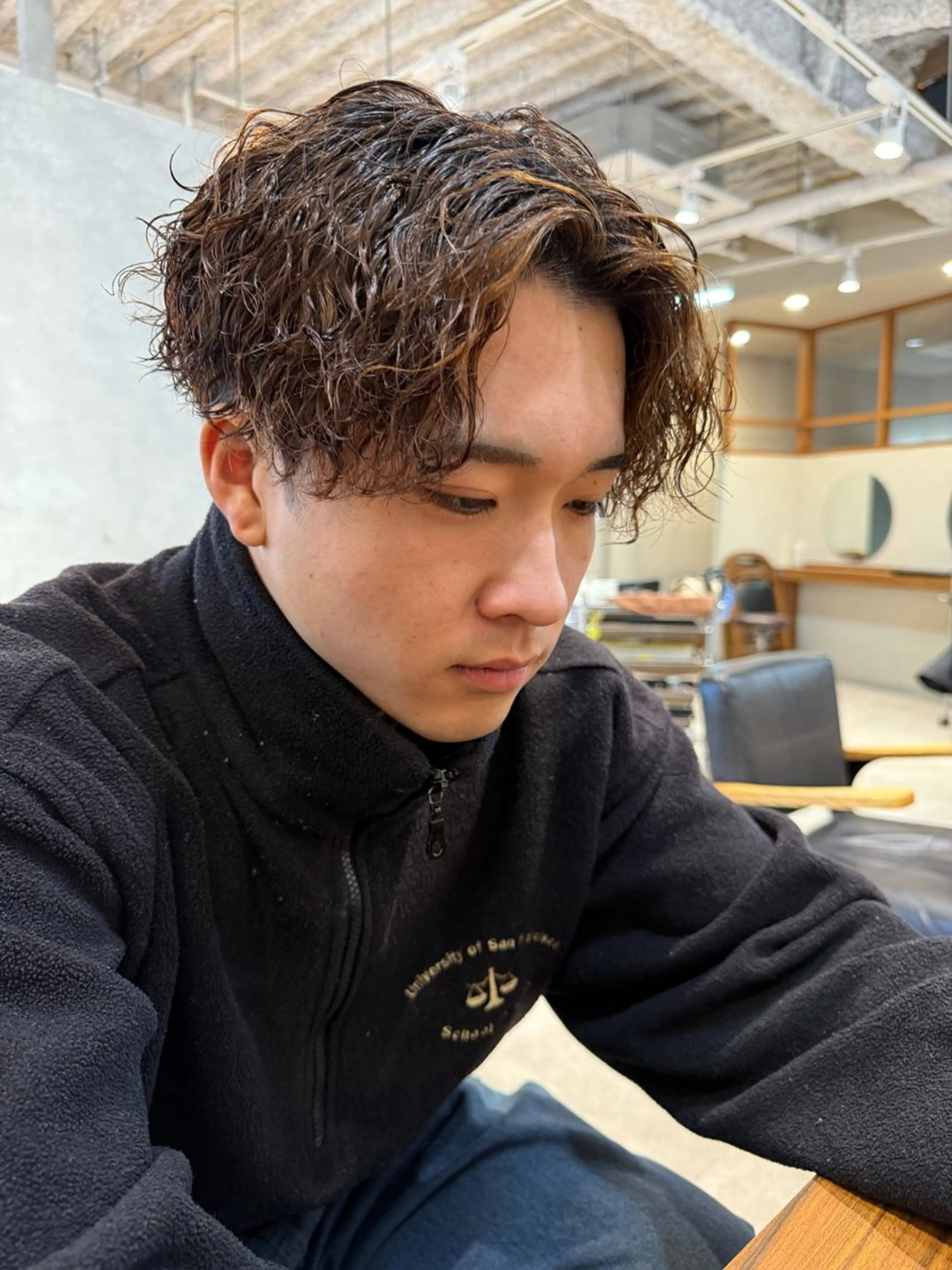 パーマ メンズ カット パーマ 岡本 太陽☀️のヘアスタイル