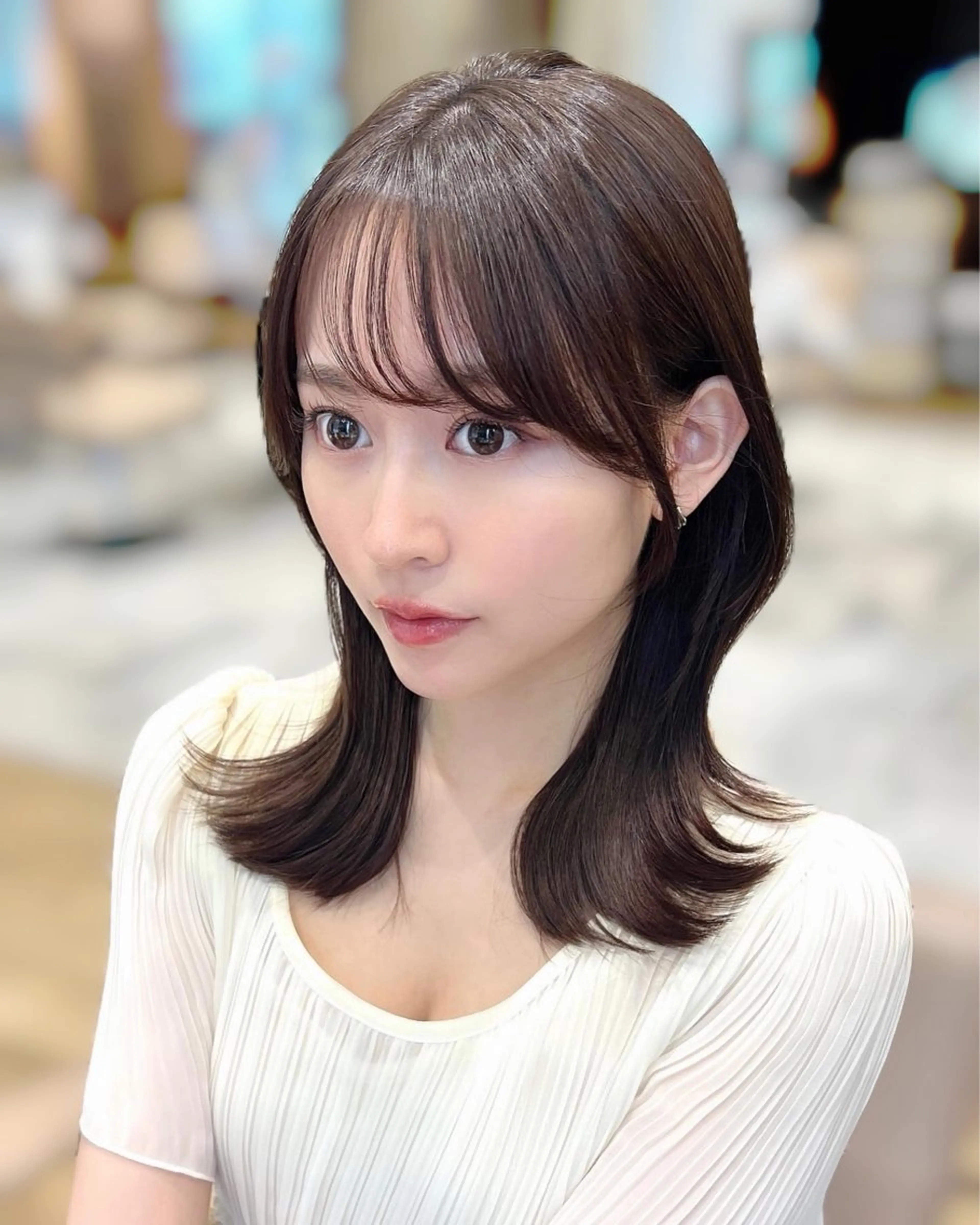 セミロング くびれヘア レイヤーカット カット ヘアカラー トリートメント 🧡くびれヘア/前髪 顔周り🧡久原結衣のヘアスタイル