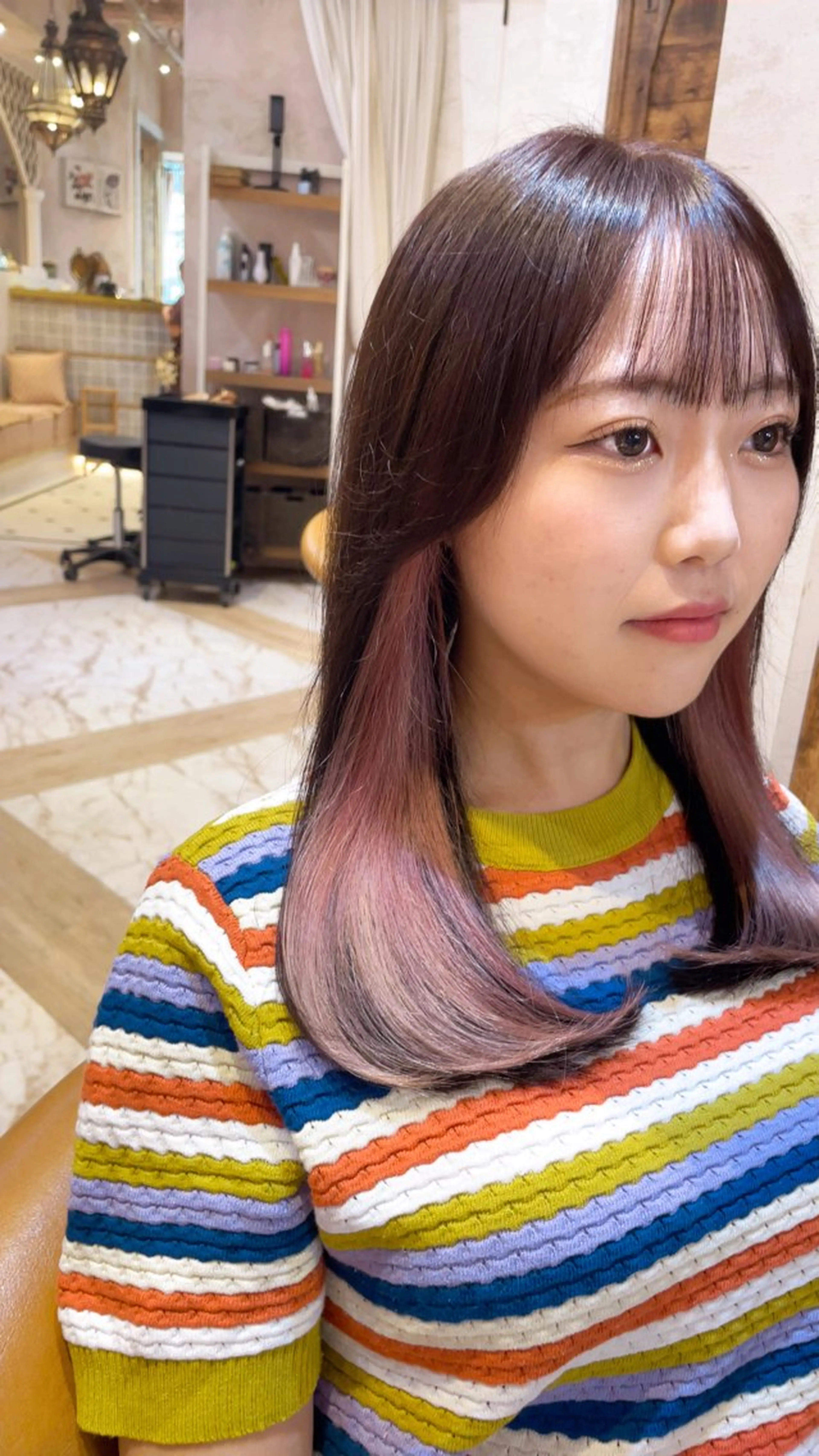 セミロング カラー ブリーチなし 透明感カラー/艶髪のヘアスタイル