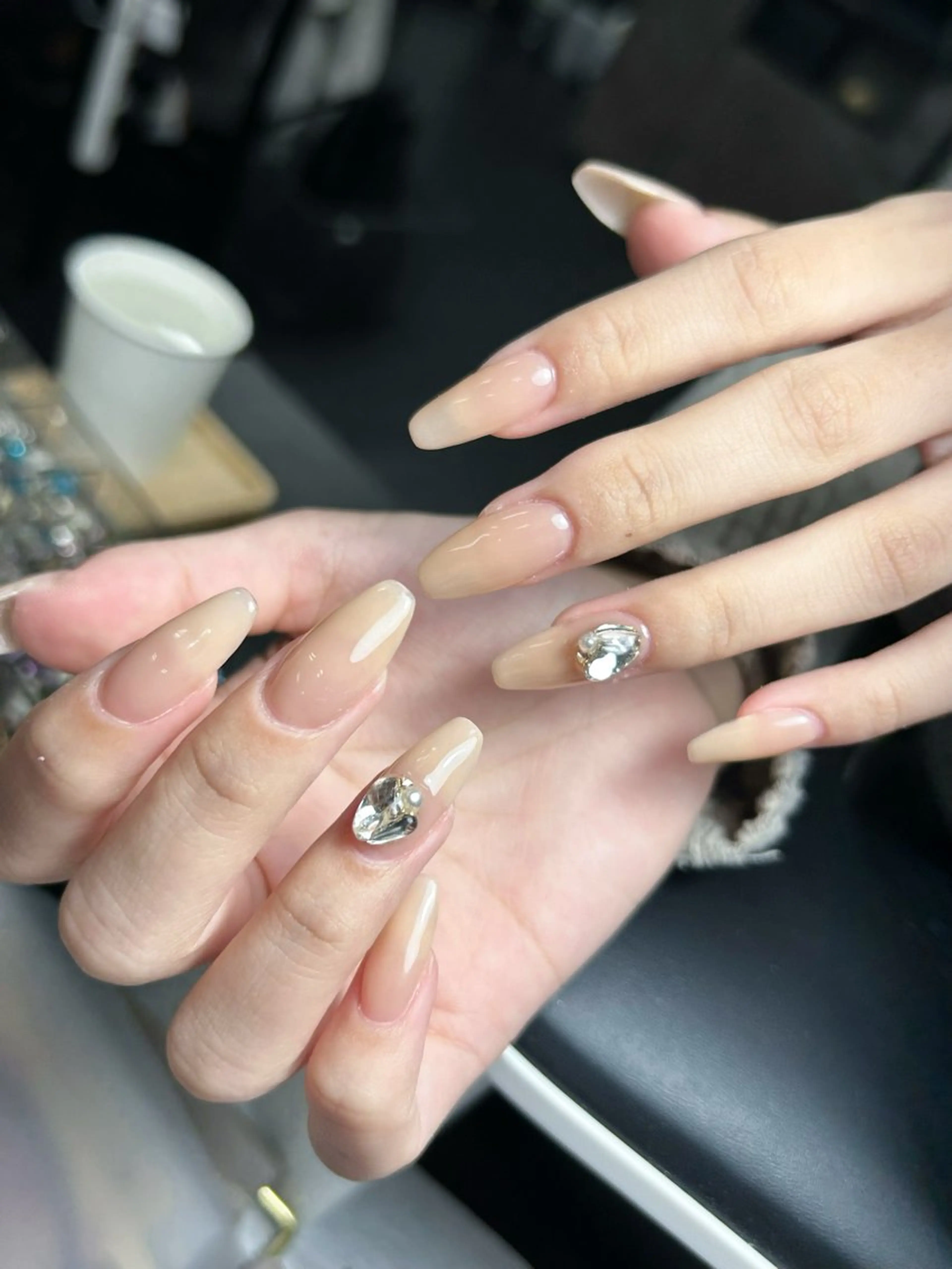 ネイル 韓国ネイル 持ち込み ニュアンスネイル ネイルチップ 冬ネイル RINN ANA.CHUOのネイルデザイン