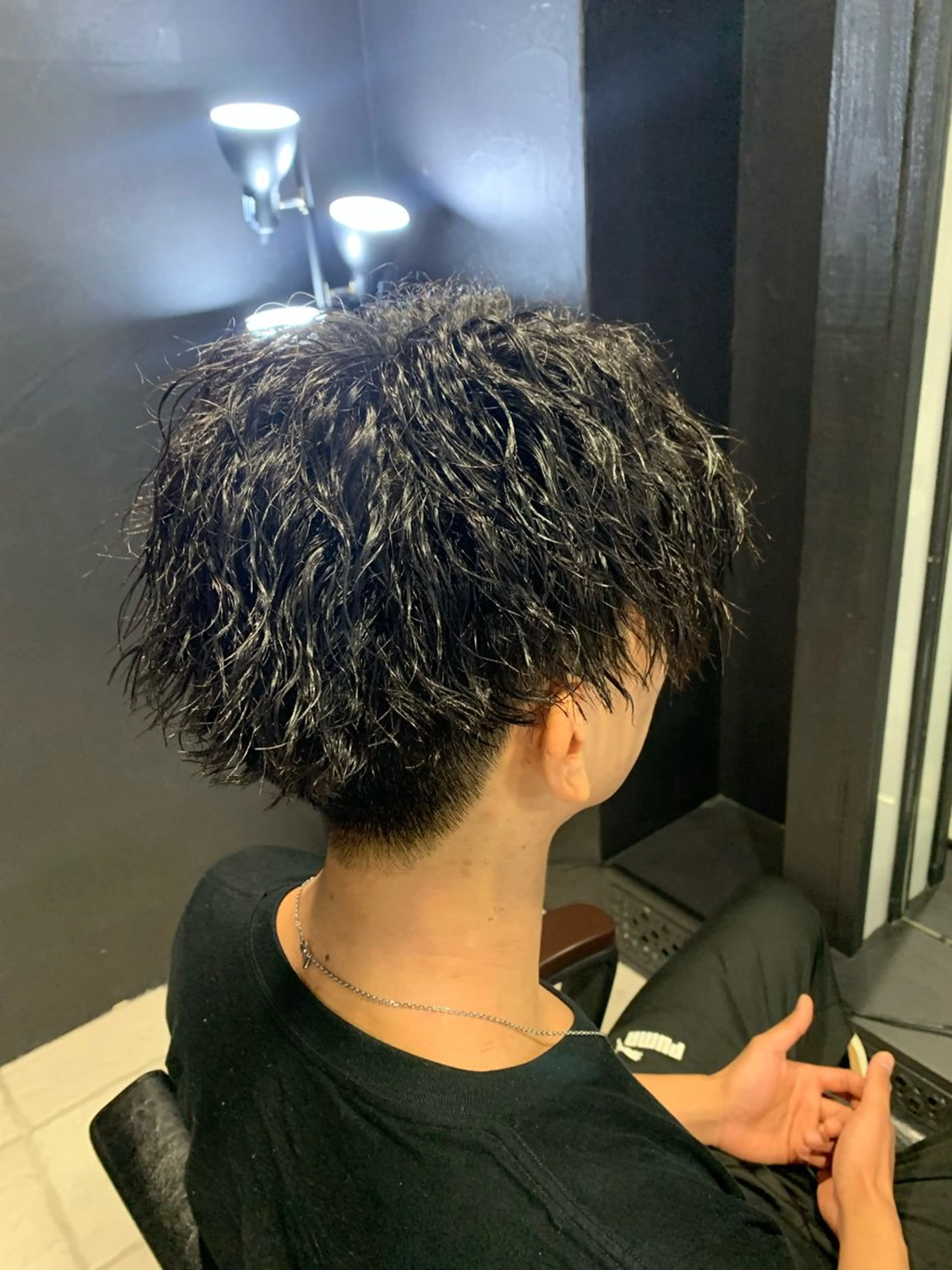 ミディアム メンズ センターパート メンズパーマ/難波/ 心斎橋　室園亮佑のヘアスタイル