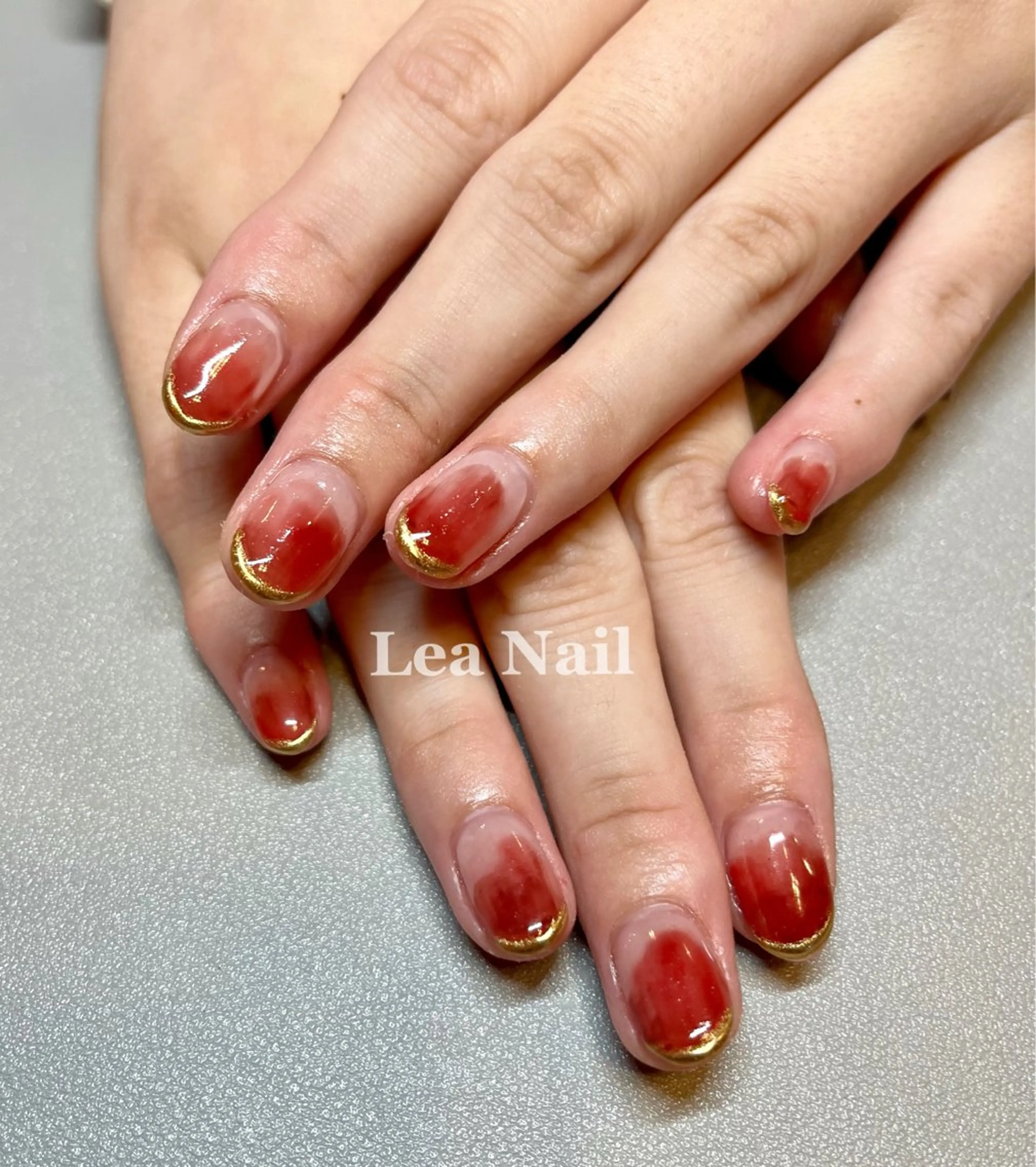 ネイル ボルドー フレンチネイル グラデーション ミラーネイル 持ち込み Lea Nailのネイルデザイン