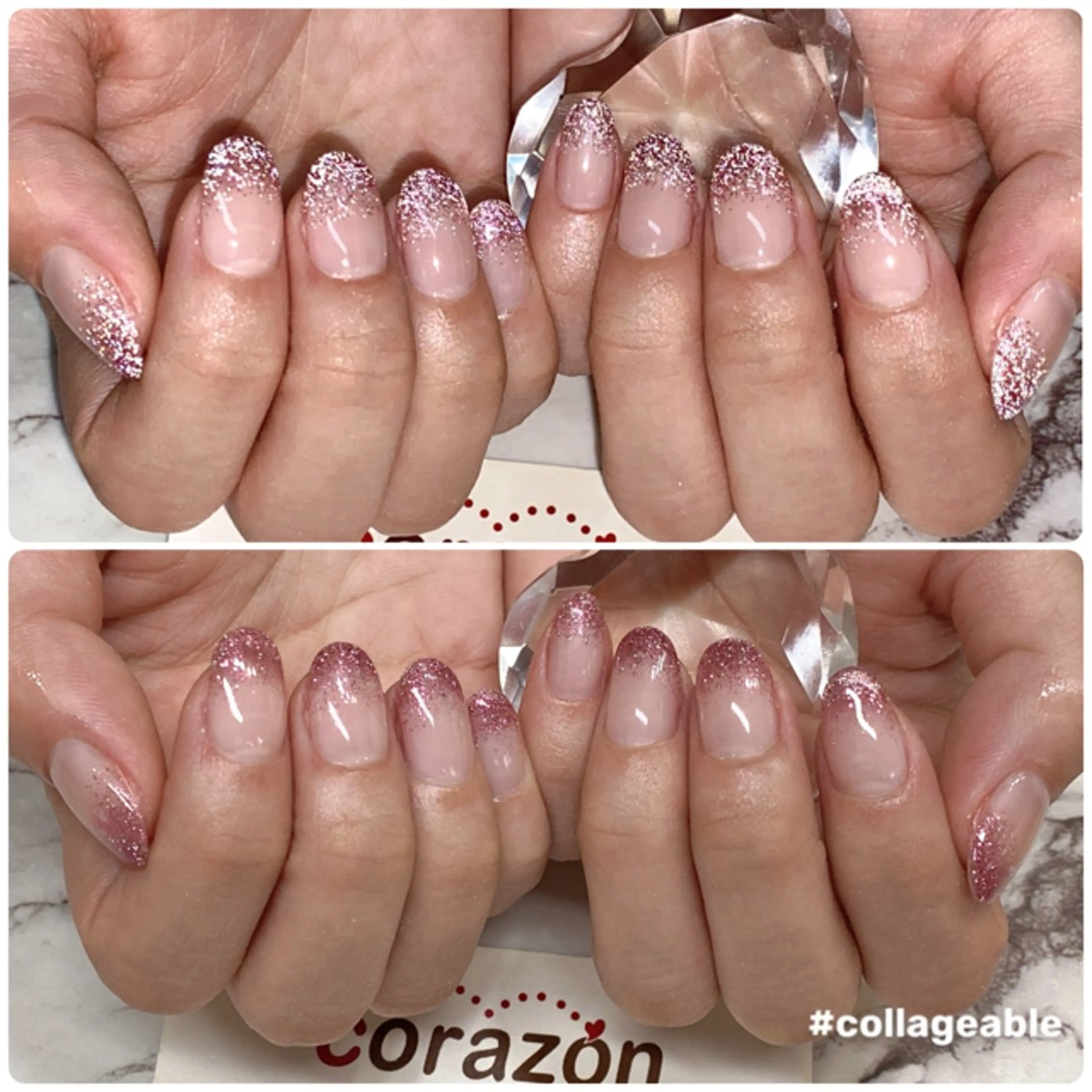 ネイル フラッシュネイル グラデーション ラメ(グリッター) ピンク ハンドネイル corazon所属・ネイリスト aicoのネイルデザイン