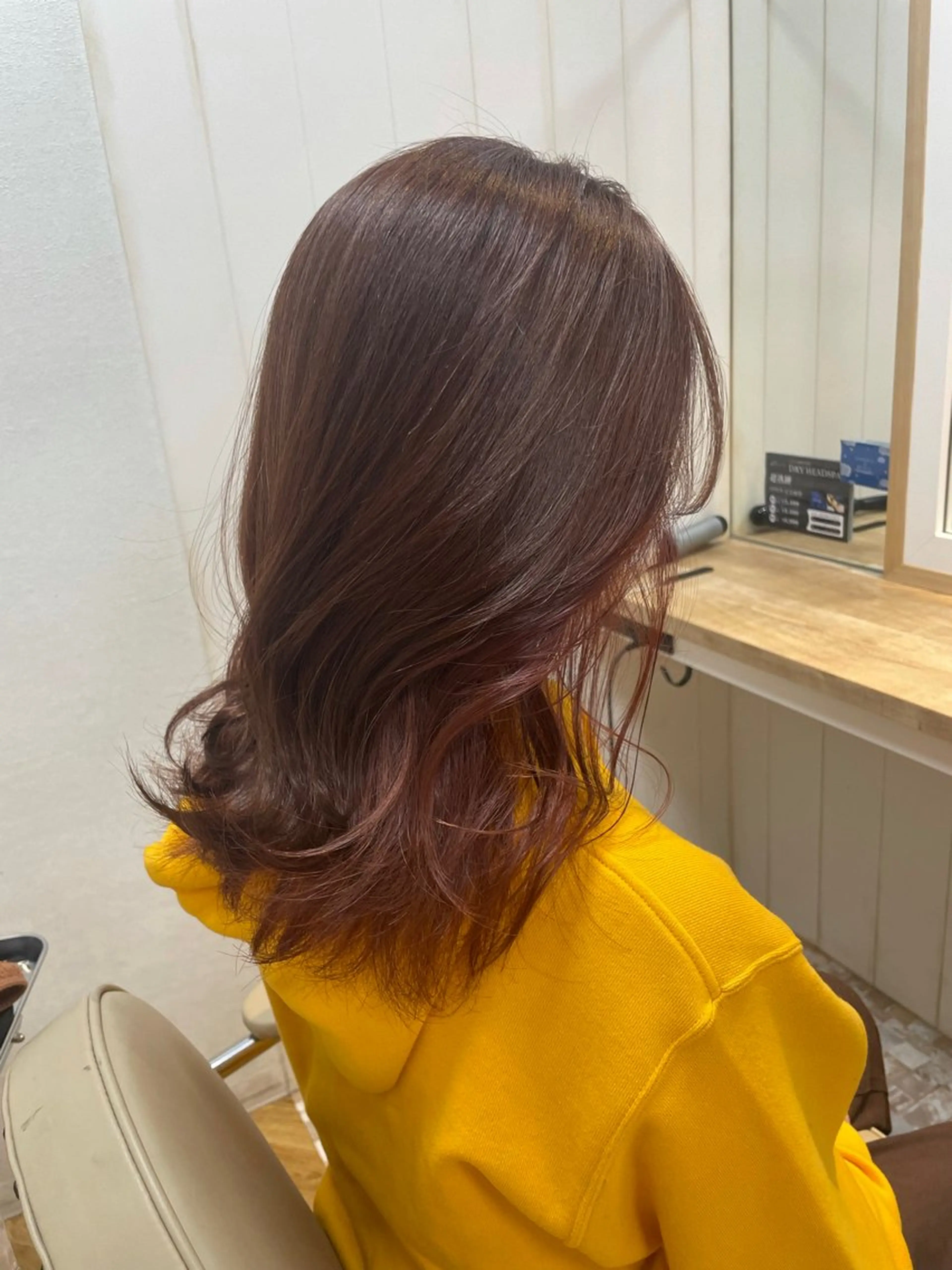 セミロング カラー 縮毛矯正×髪質改善 カラー×クロスパーマのヘアスタイル