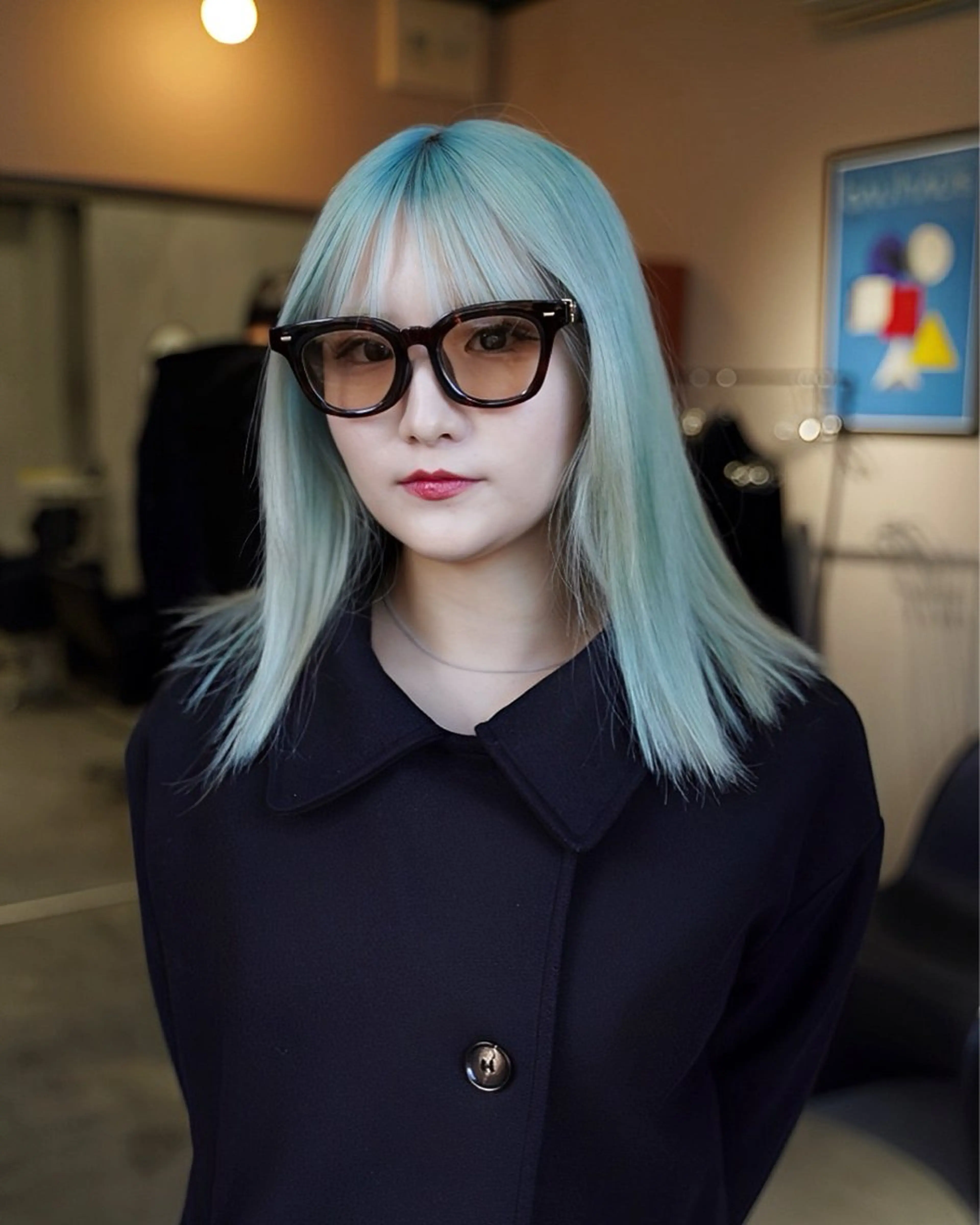 セミロング カラー ブリーチ ハイトーンカラー ミント ヘアカラー トリートメント cope'u ROWEN所属・ウルフ/レイヤー/ 渋谷🔮Yudaiのヘアスタイル