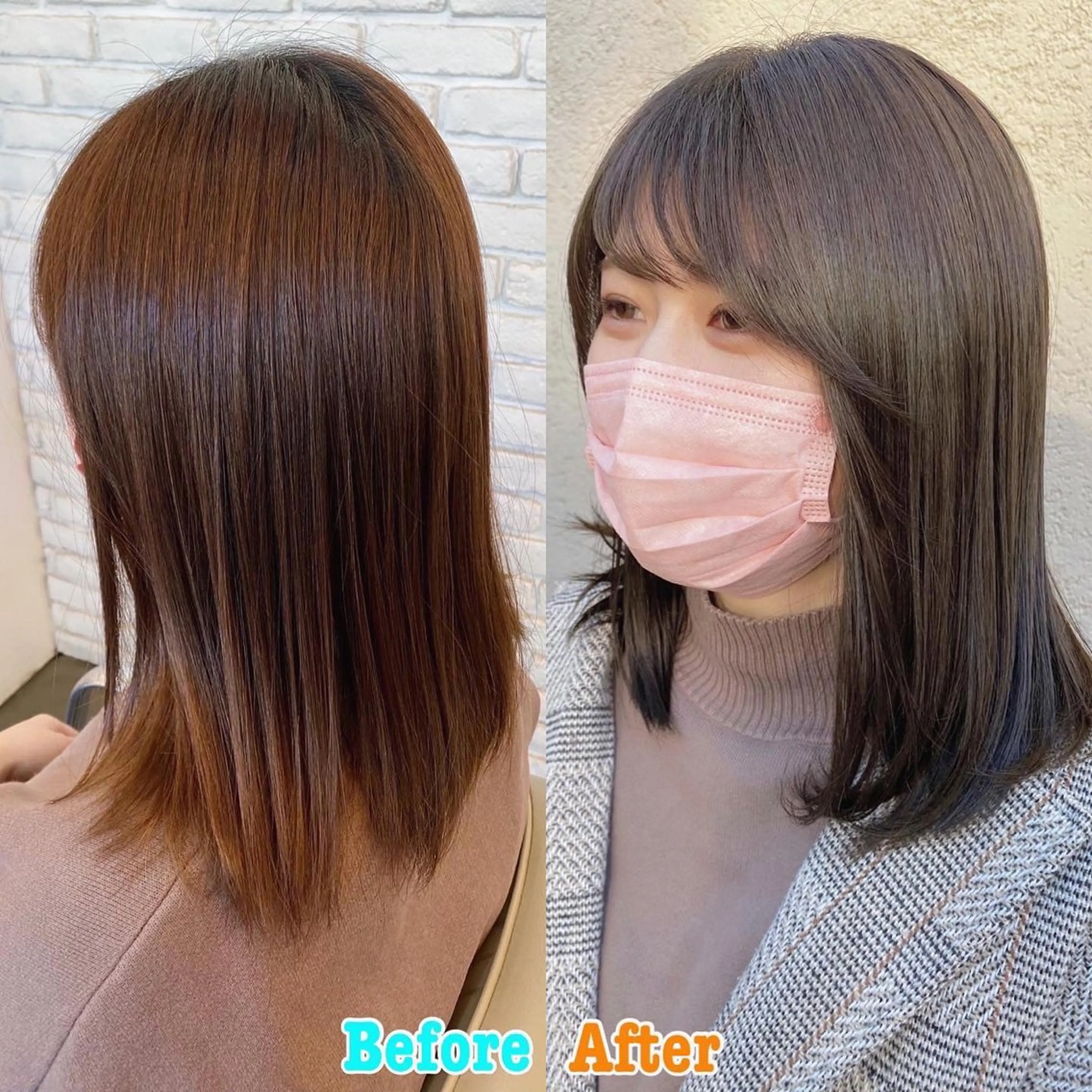 カラー グレージュ オレンジ カット ヘアカラー トリートメント 透明感カラー🌿 グレージュ🐺陽介のヘアスタイル