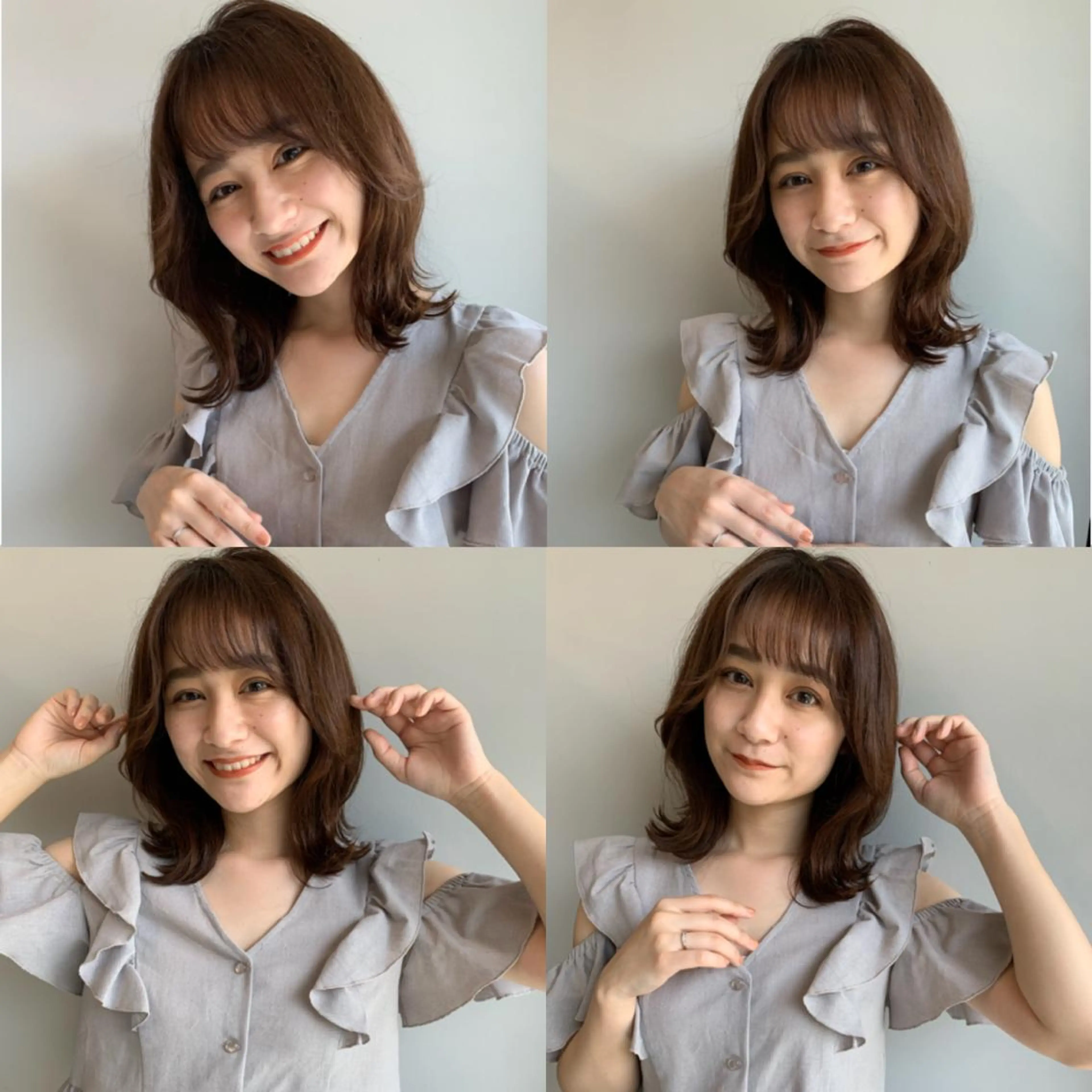 ミディアム カラー カット ヘアカラー トリートメント ヘッドスパ 透明感/オリーブ/ グレージュ/YUKAのヘアスタイル