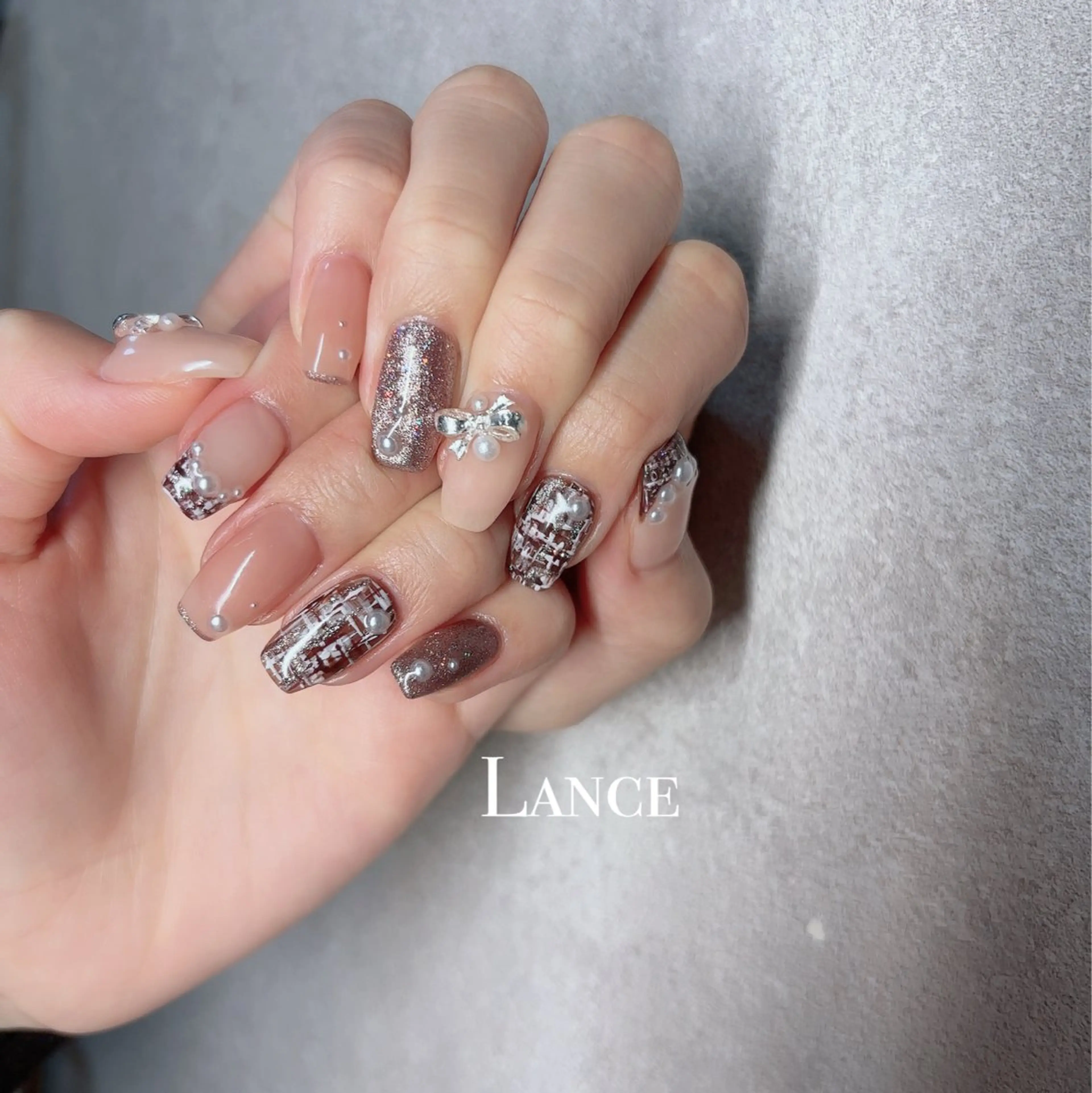 ネイル オーロラネイル フットネイル フレンチネイル キラキラネイル 韓国ネイル Lance nailのネイルデザイン