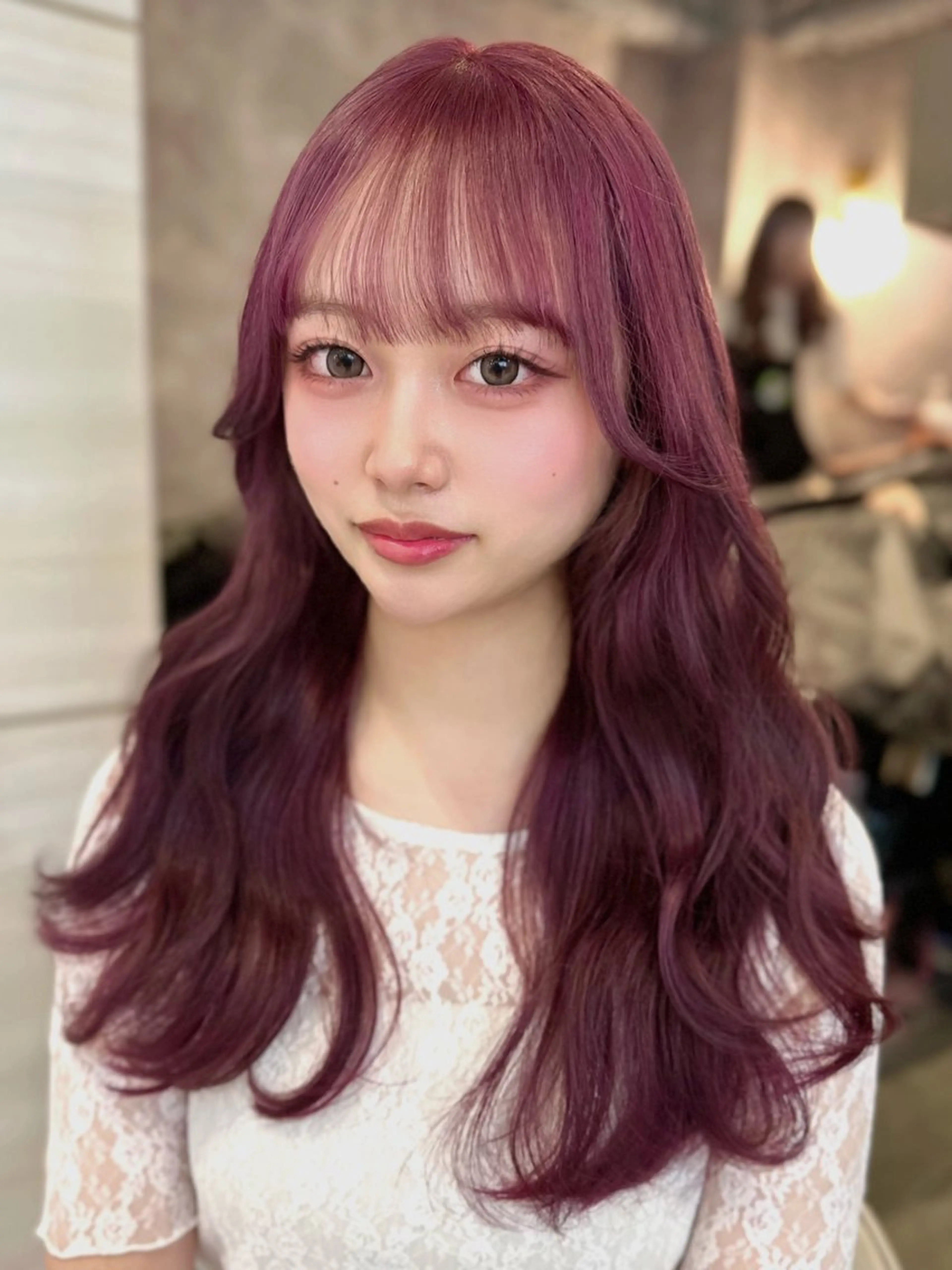 セミロング カラー ベージュカラー ブリーチ ケアブリーチ ミルクティーベージュ ピンクカラー 🦋高瀬寛菜🦋 韓国/ブリーチのヘアスタイル