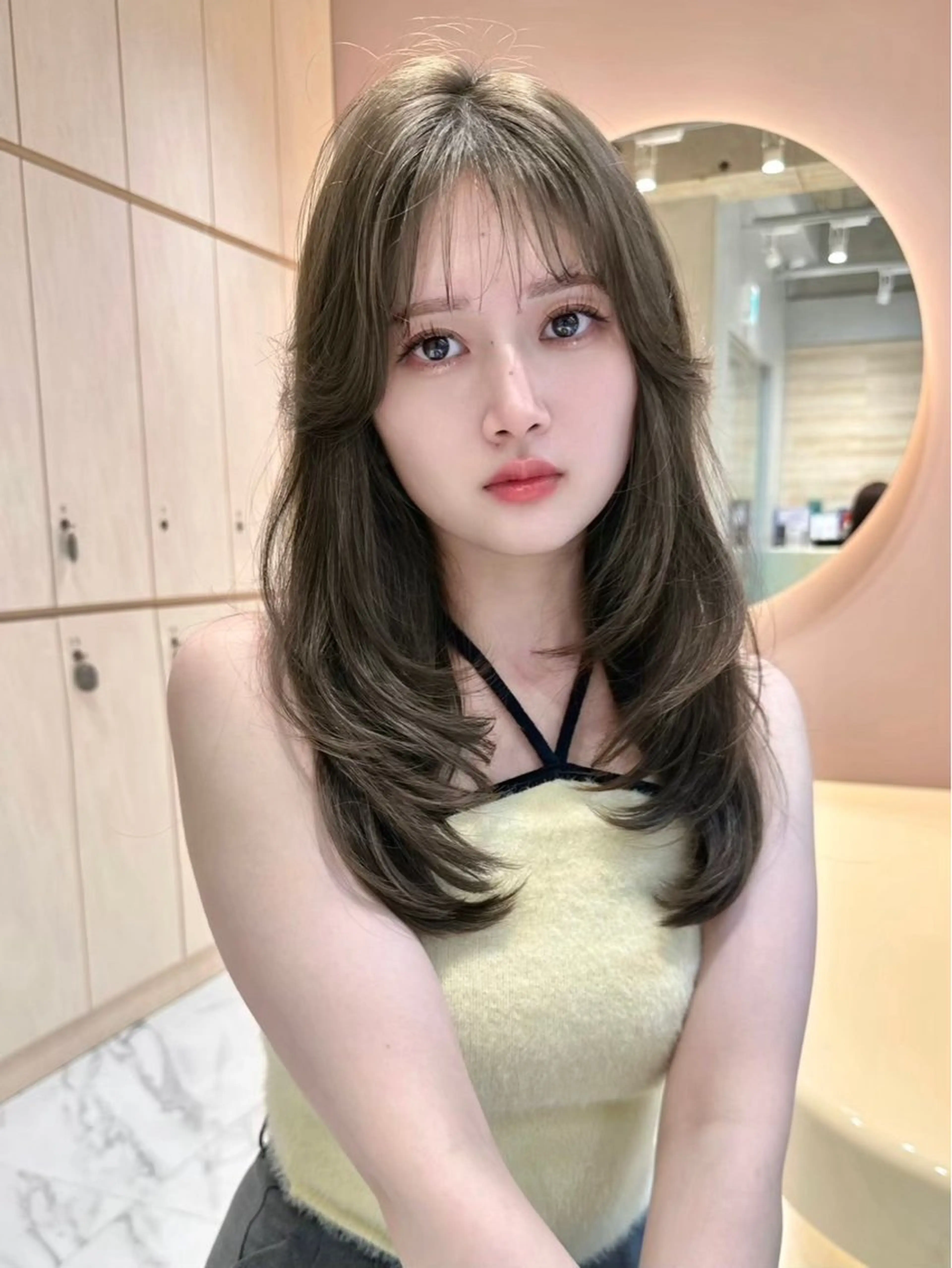 ミディアム カラー レイヤーカット 縮毛矯正 ブリーチなしW🎀 髪質改善／はのんのヘアスタイル