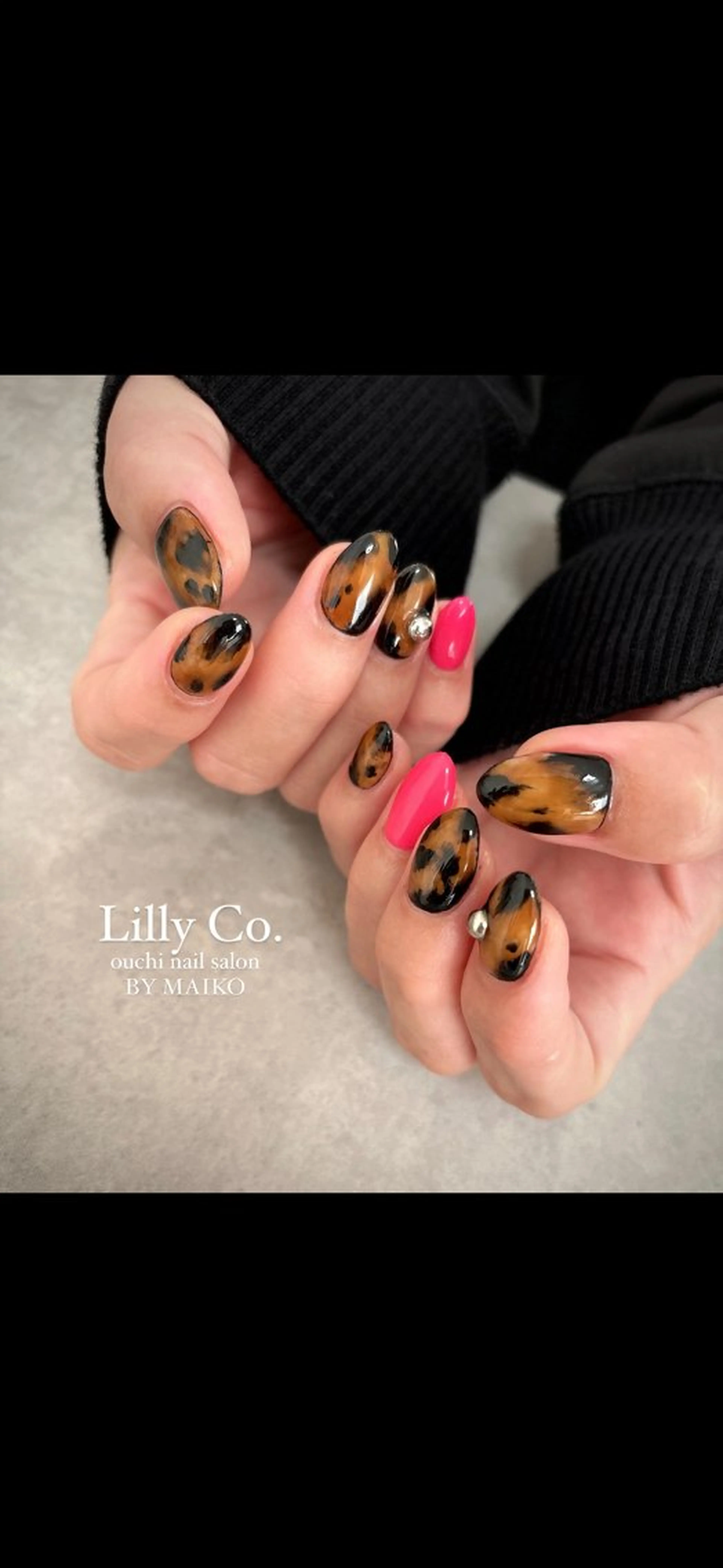 ネイル アニマル柄 べっ甲ネイル ハンドネイル ハンドケア Lilly Co.のネイルデザイン